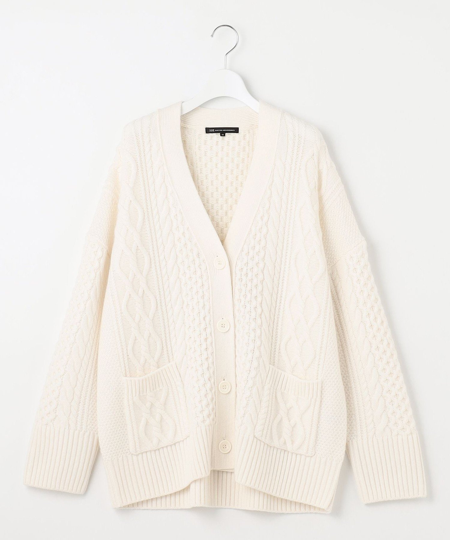 23区｜【洗える】ウールカシミヤ アランパターン カーディガン