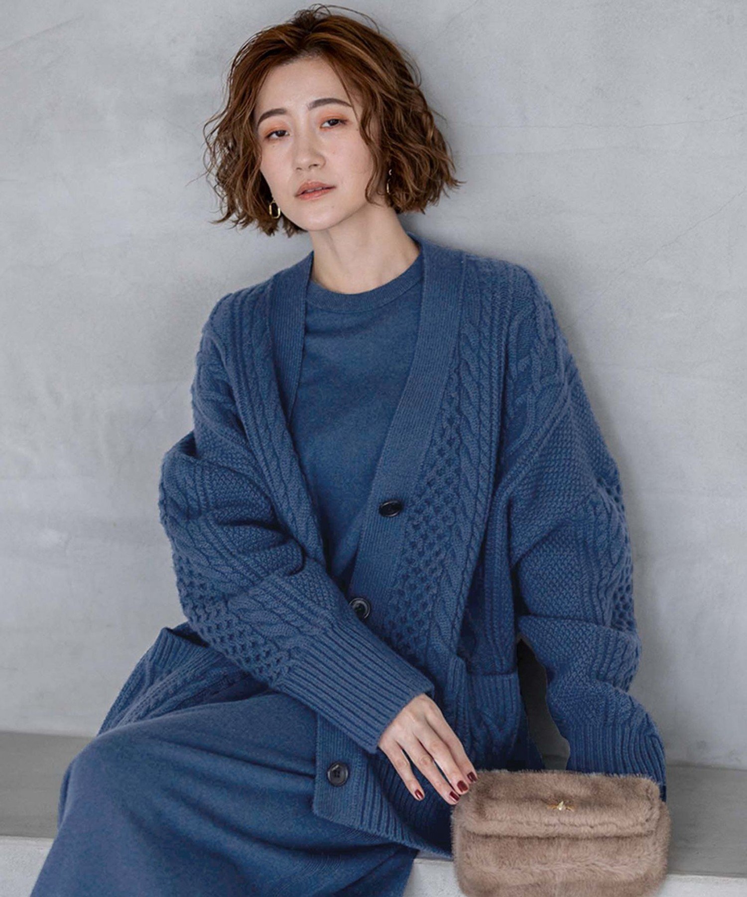 23区｜【洗える】ウールカシミヤ アランパターン カーディガン