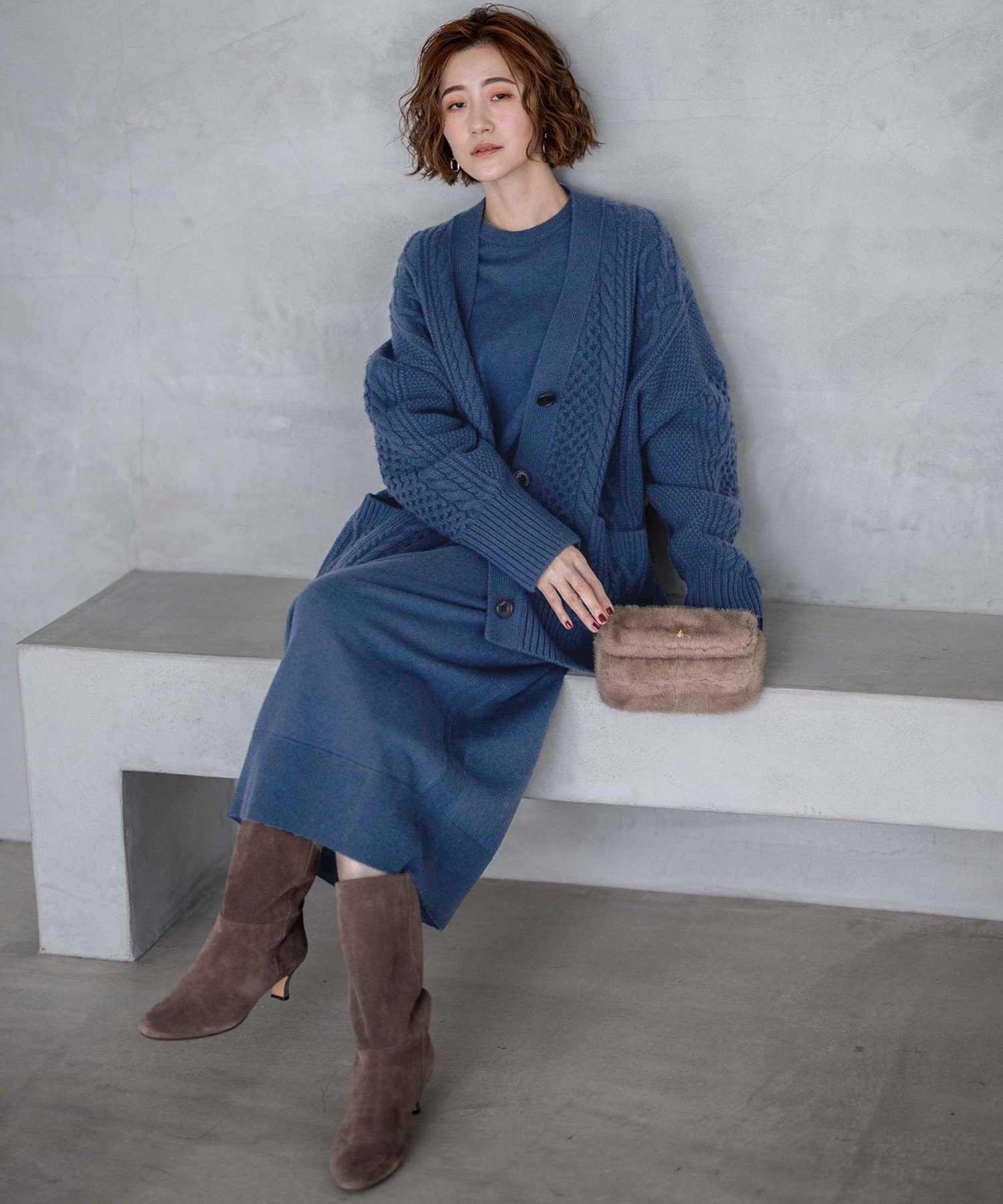 23区｜【洗える】ウールカシミヤ アランパターン カーディガン