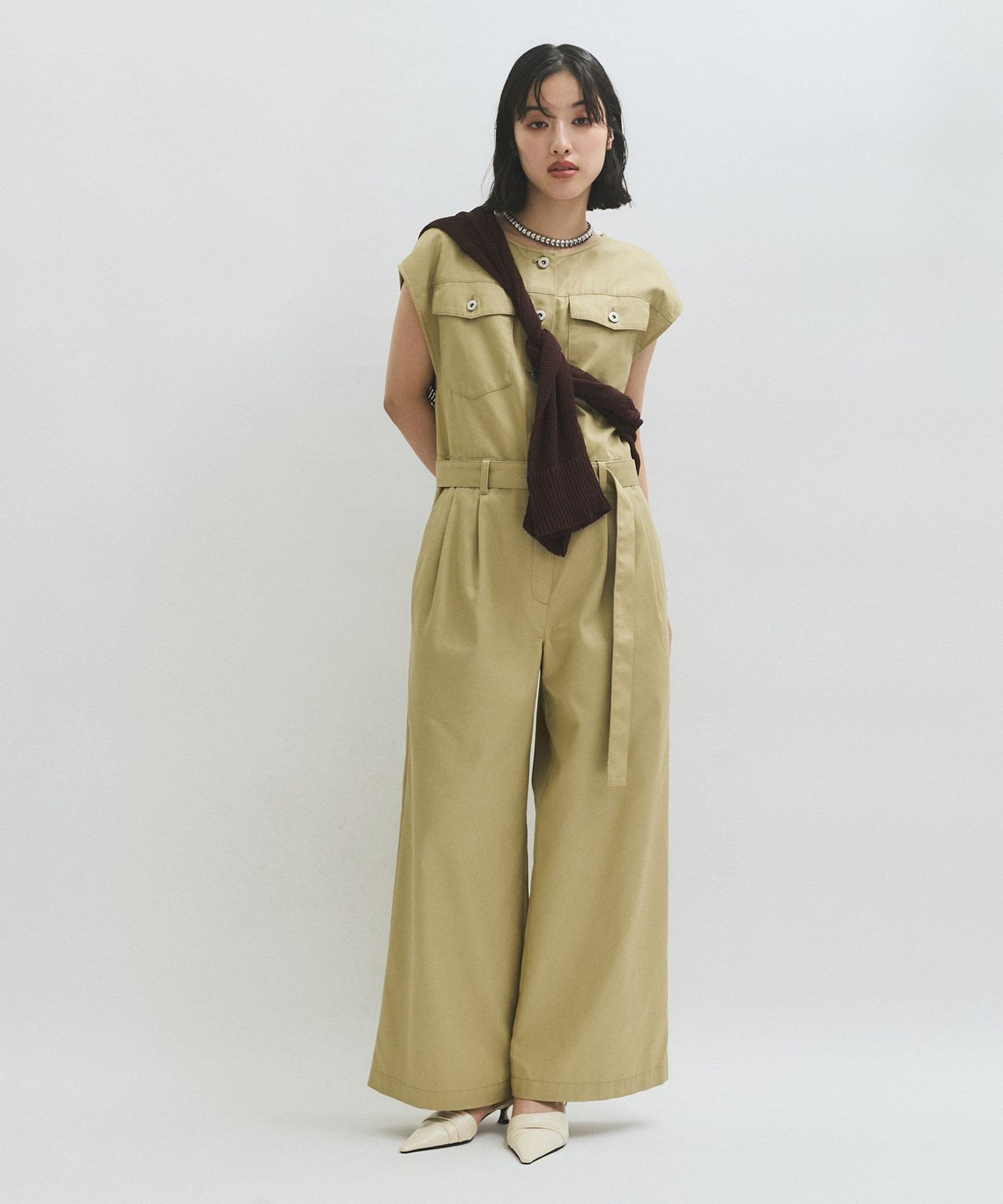 ADAM ET ROPE'｜ノーカラースリーブオールインワン | Rakuten Fashion