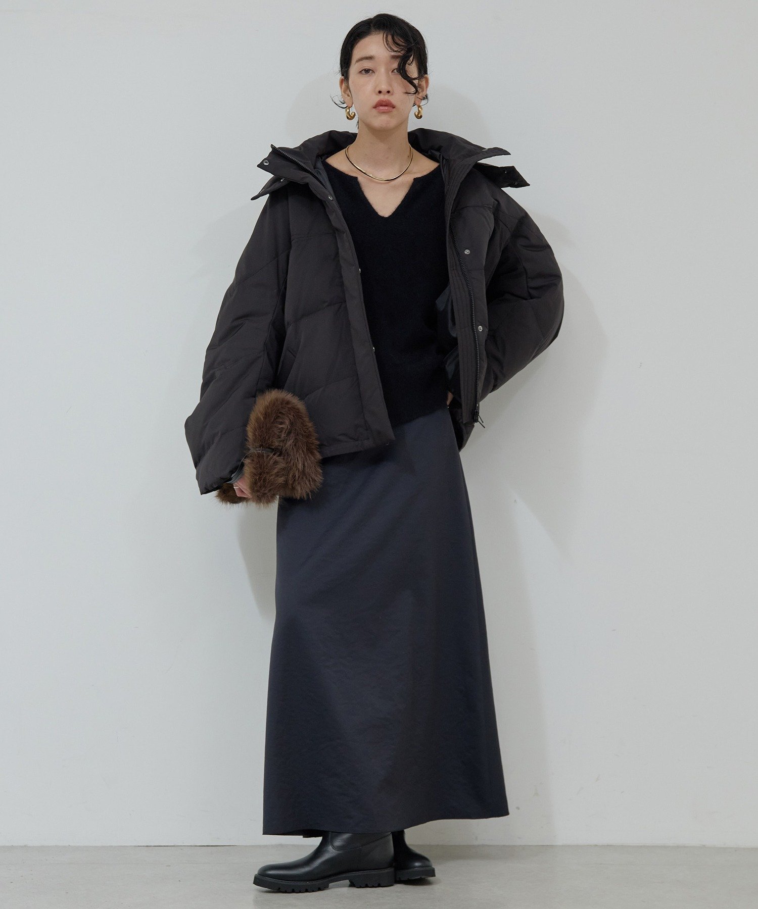 GALLARDAGALANTE｜【デコルテ美人ニット】ファーウールキーネック