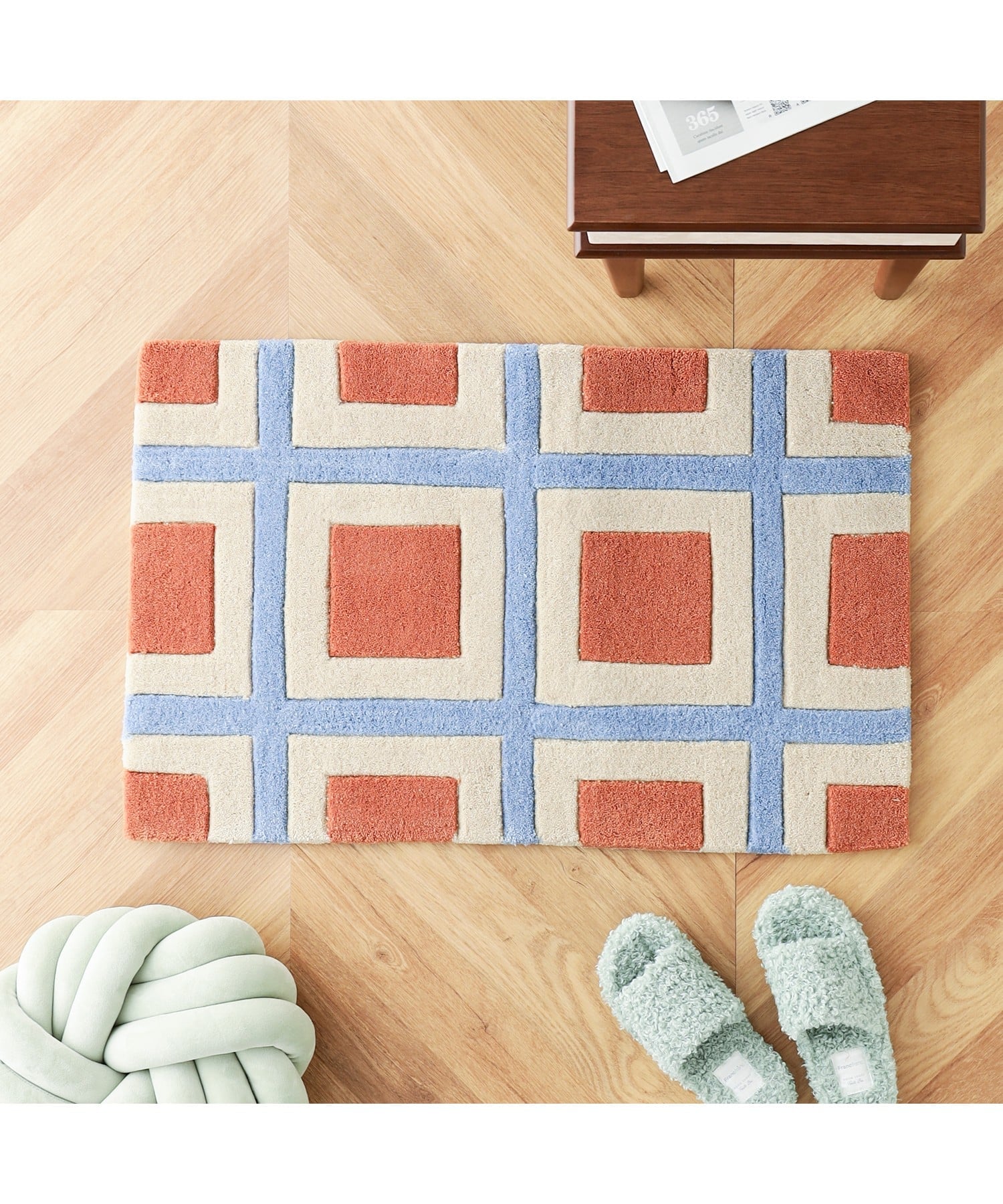 Francfranc｜ワッフル ウィンドウペン コットンラグ M 床暖房対応