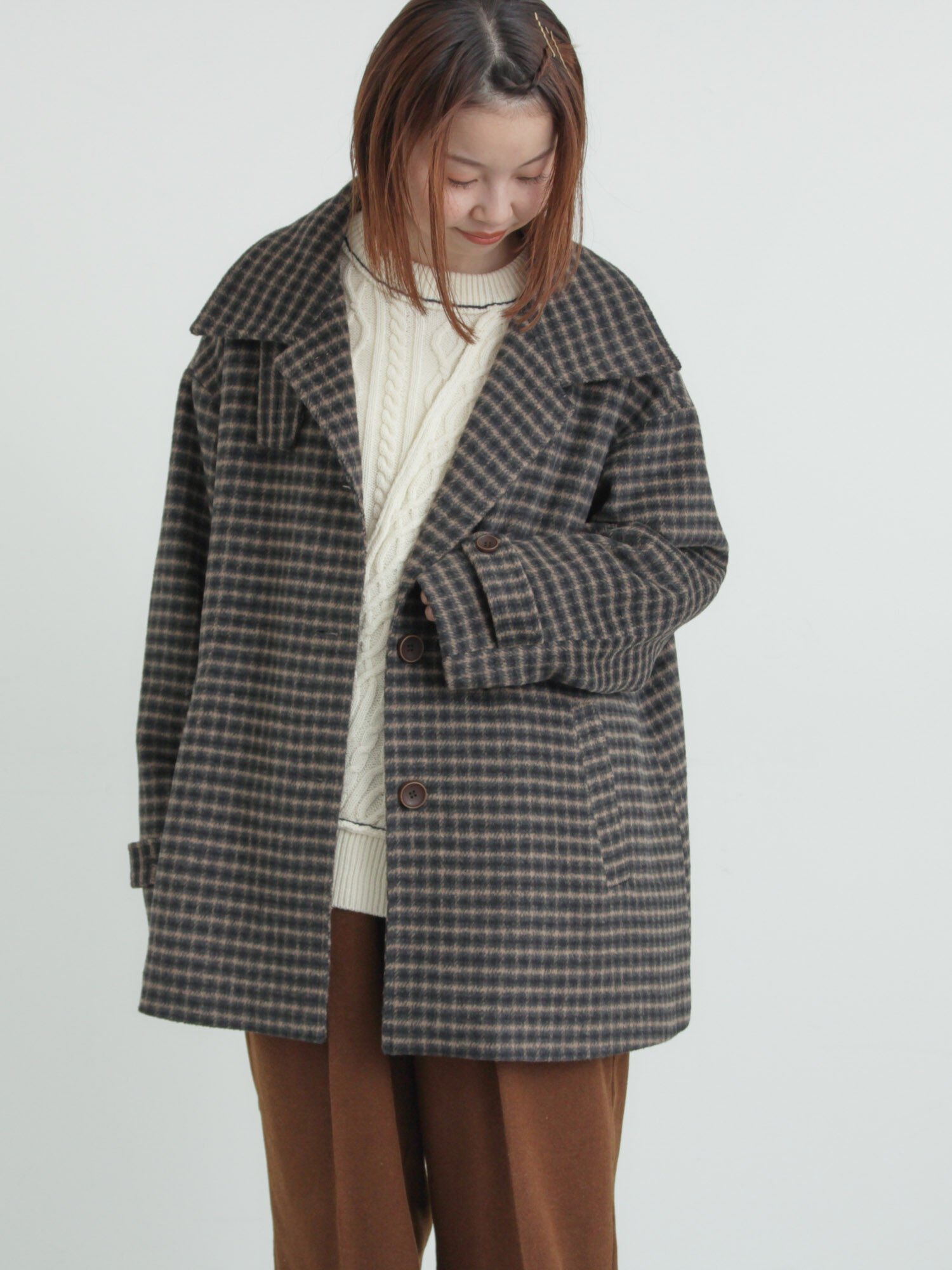 Samansa Mos2｜シャギーチェックコート | Rakuten Fashion(楽天