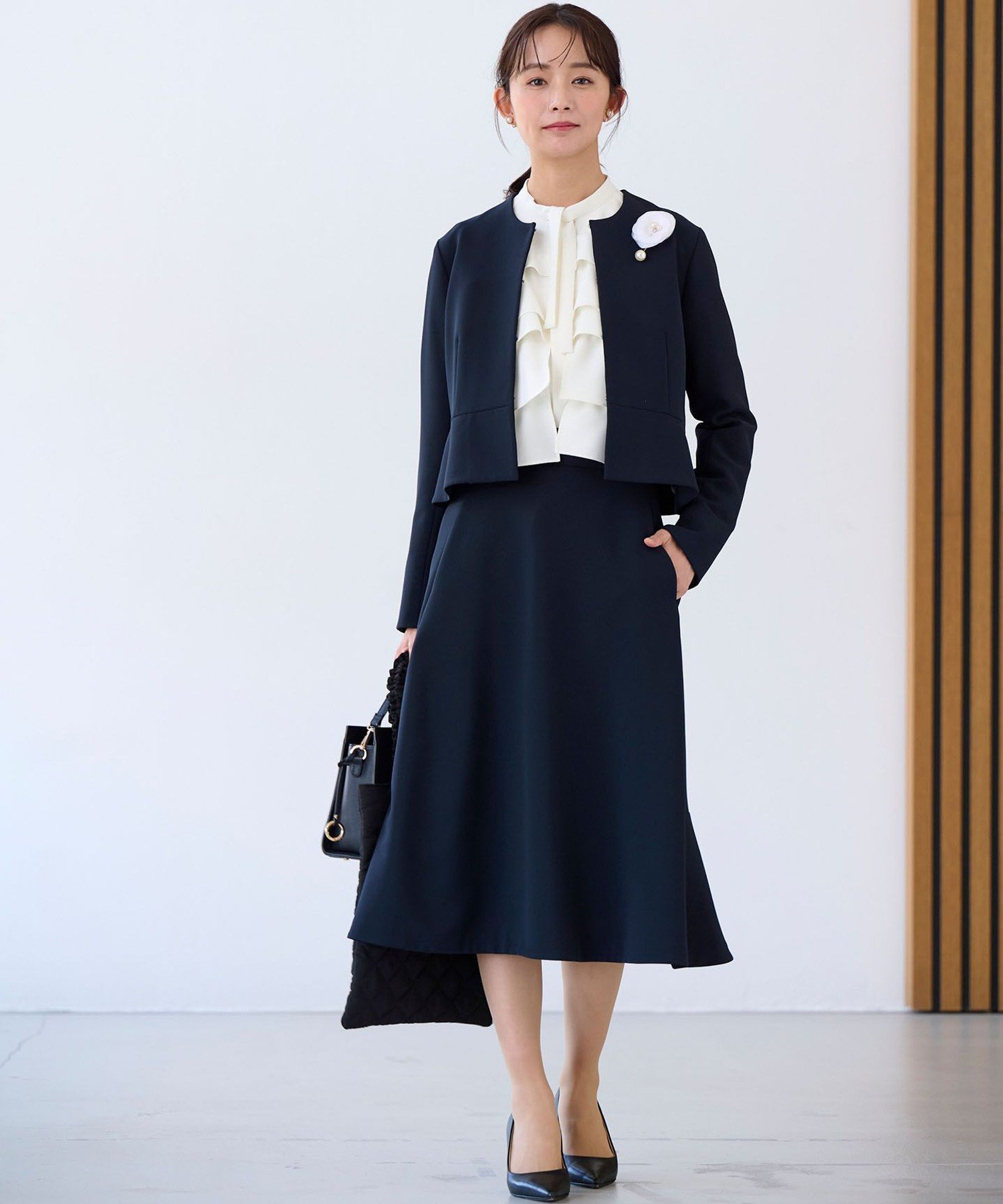 組曲｜【KUMIKYOKU NAVY】コンフォータブルドレープ フリルブラウス