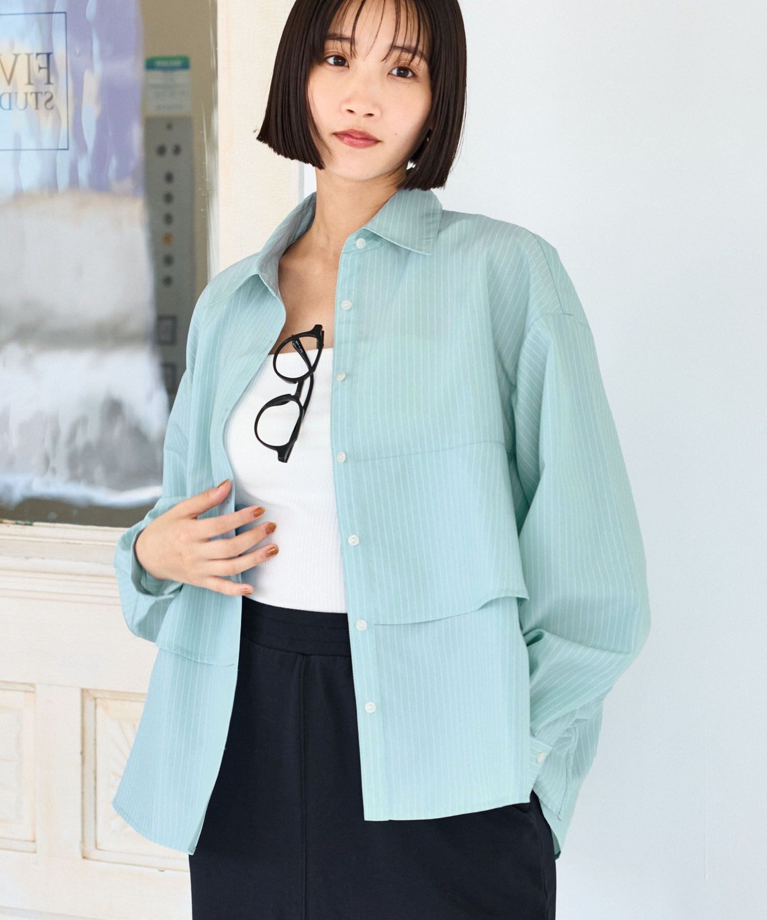 VIS｜裾ティアードオーバーシャツ/UVケア・イージーケア | Rakuten