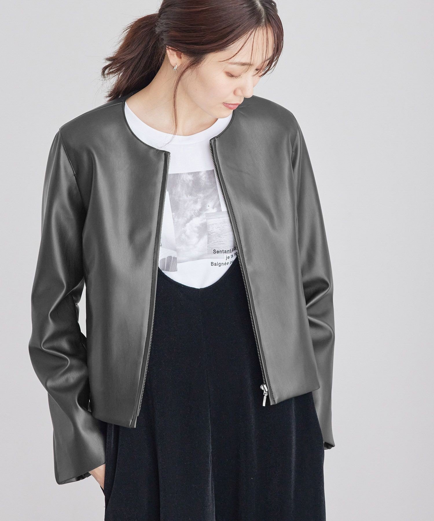 ROPE' PICNIC｜シンセティックレザーノーカラージャケット | Rakuten