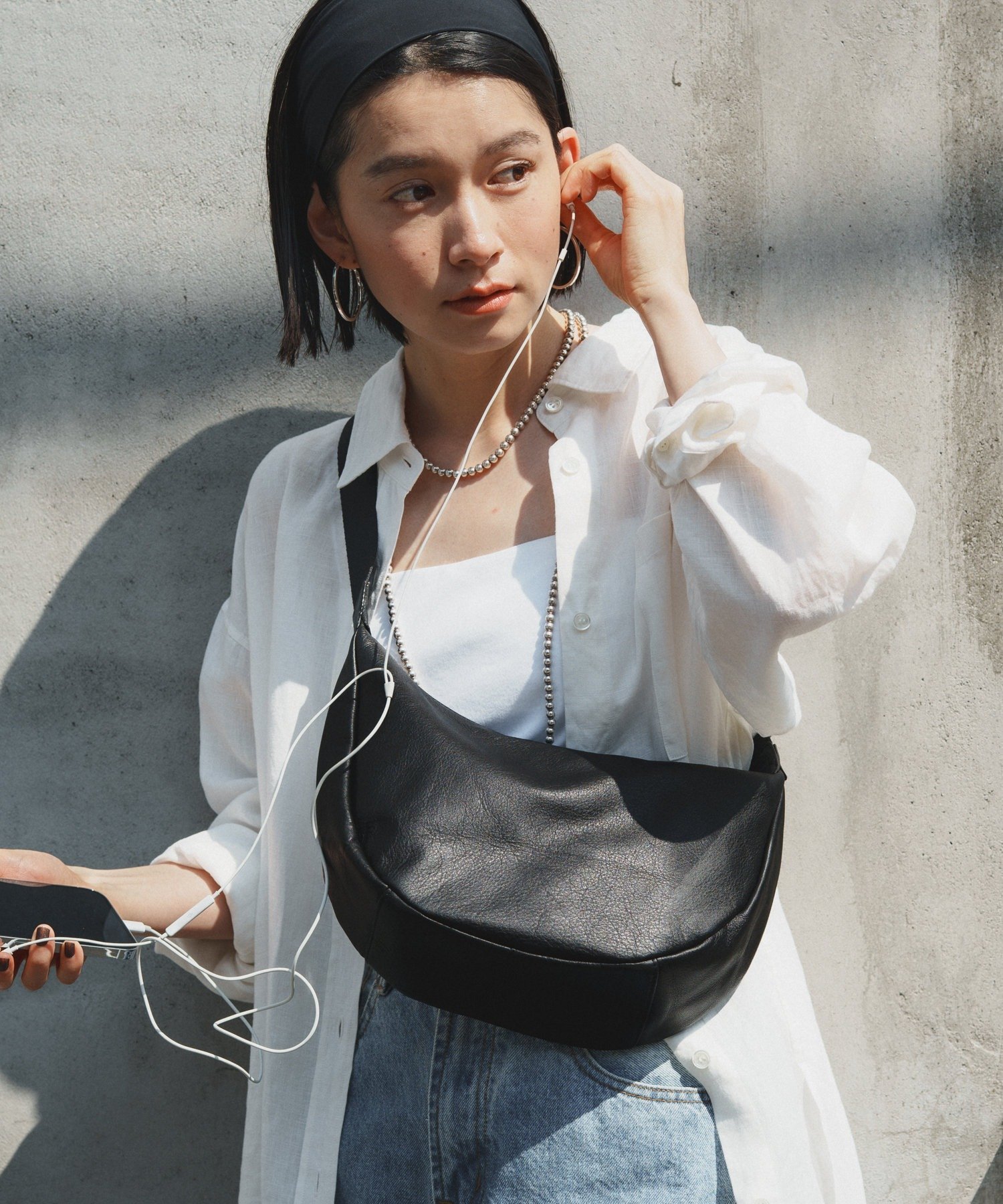 russet｜【20%ポイントバック】ソフトレザーラウンドショルダーバッグ