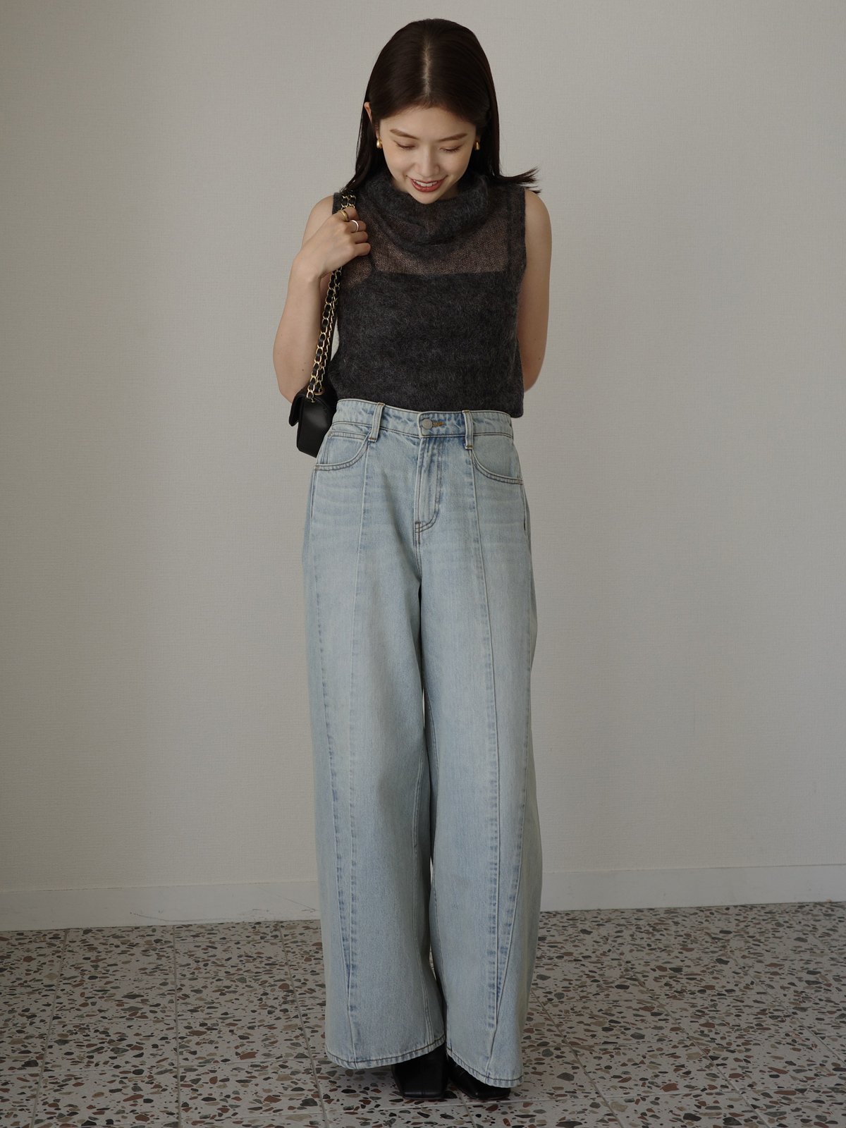 anuans｜サイドタックカジュアルワイドデニム | Rakuten Fashion(楽天