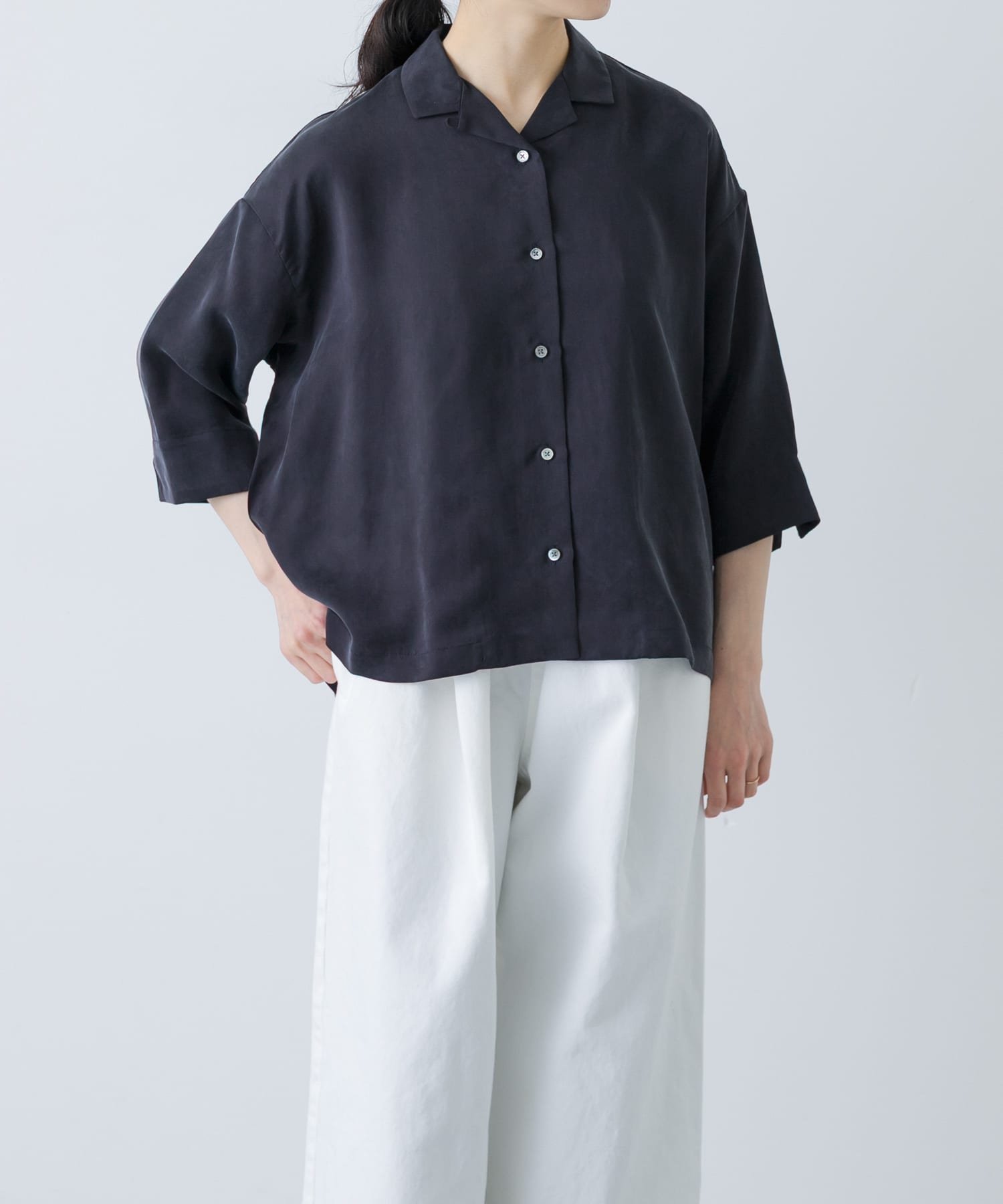 かぐれ｜キュプラオープンカラーシャツ | Rakuten Fashion(楽天