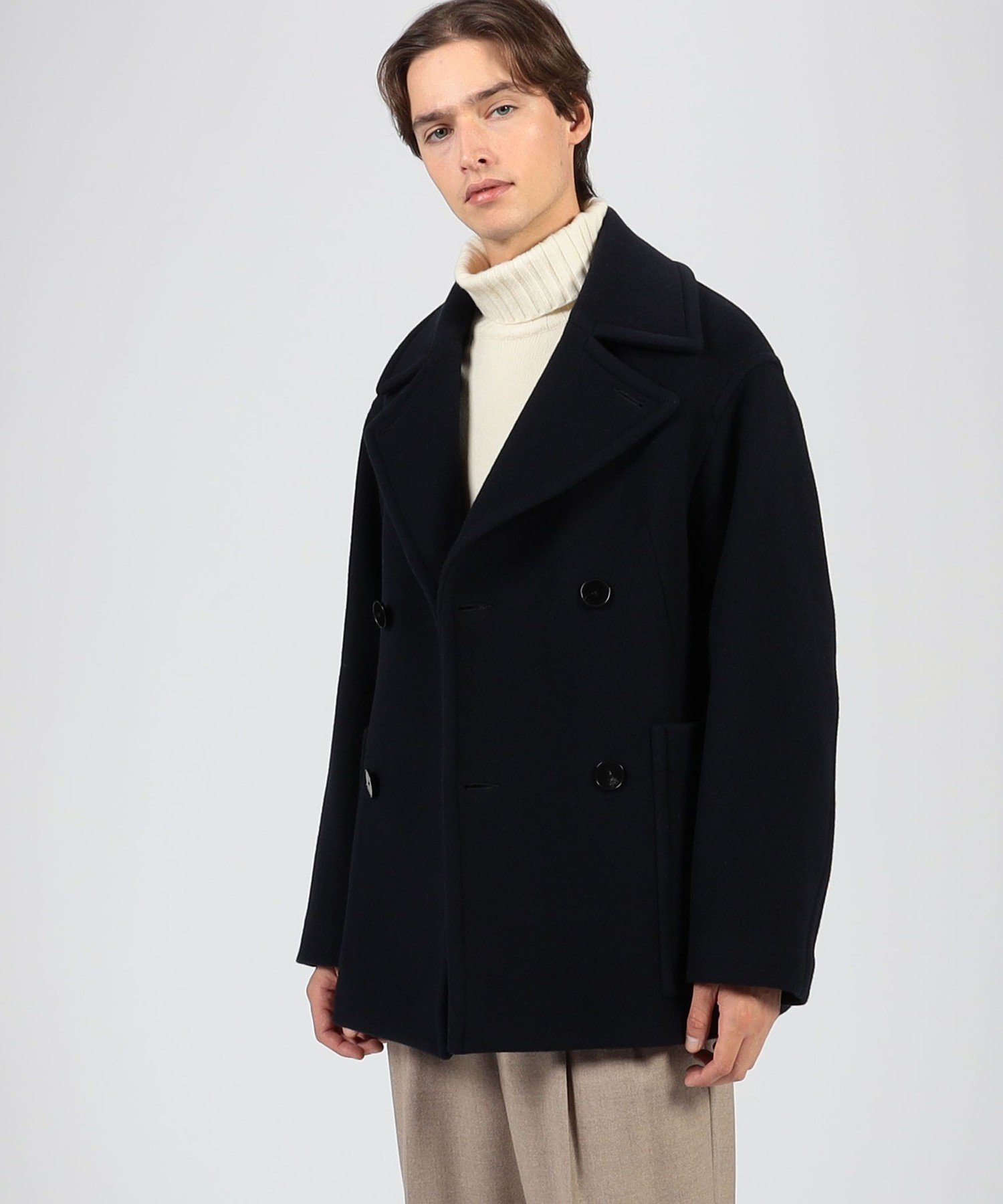 TOMORROWLAND｜ラムウールモッサー ダブルブレステッド4B Pコート