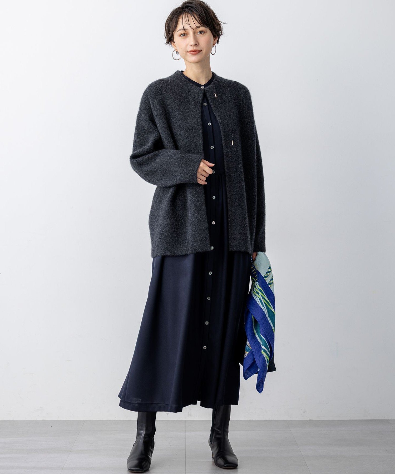 23区｜【見上愛さん着用】ラクーンブレンドダブルフェイス ニット