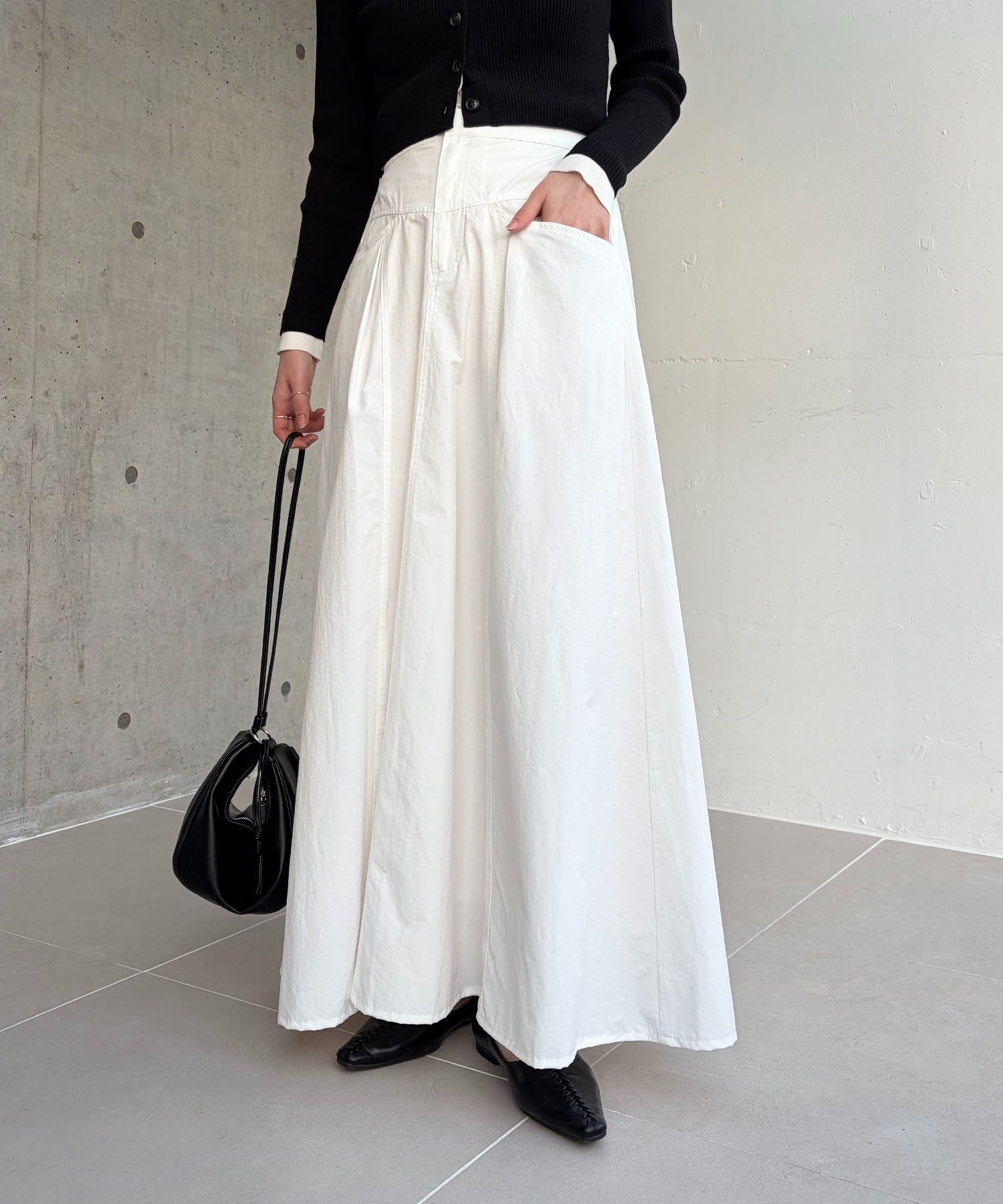 CAPRICIEUX LE'MAGE｜【低身長サイズあり】切替コットンフレアスカート