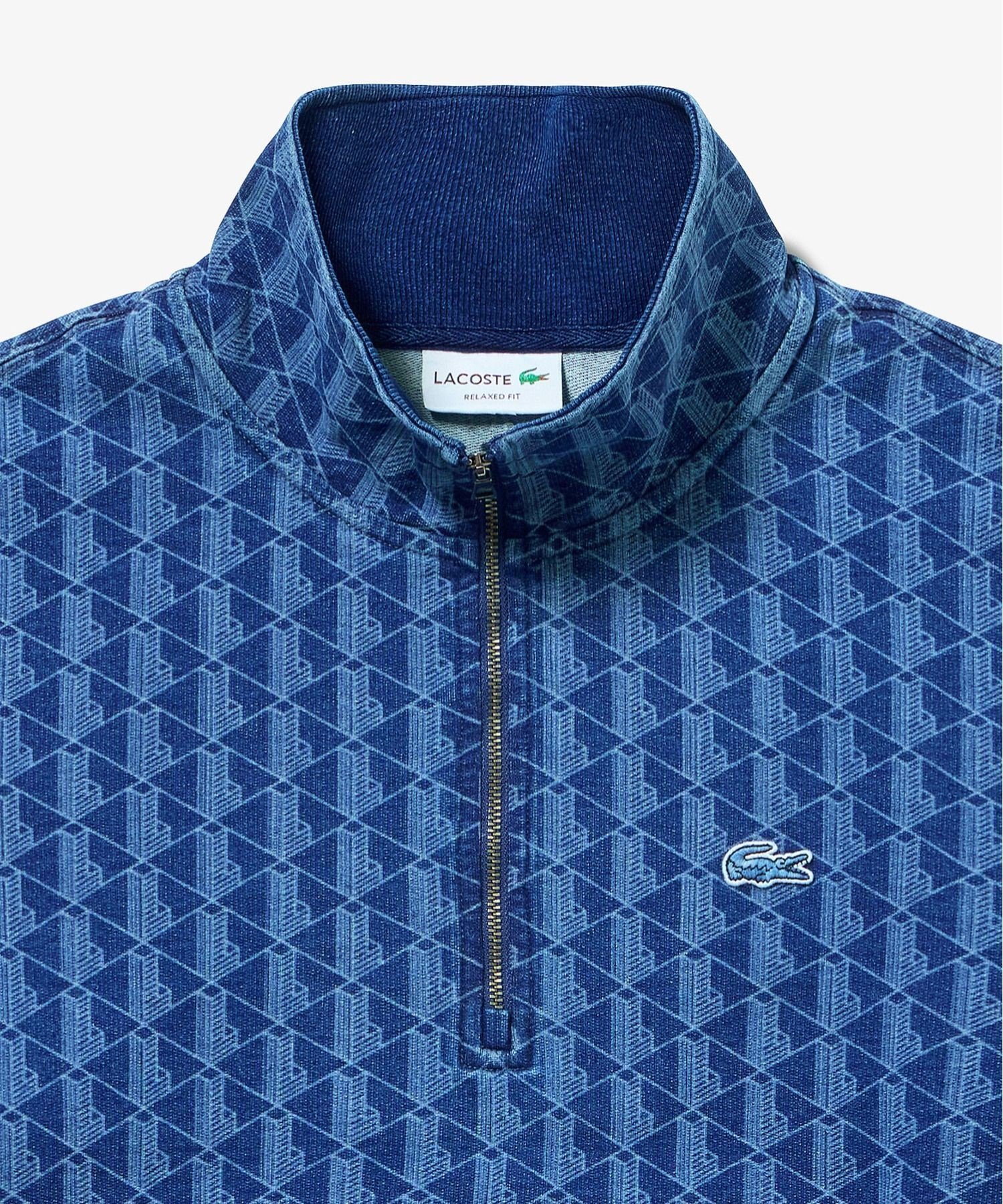LACOSTE｜インディゴスウェットモノグラムトラックジャケット