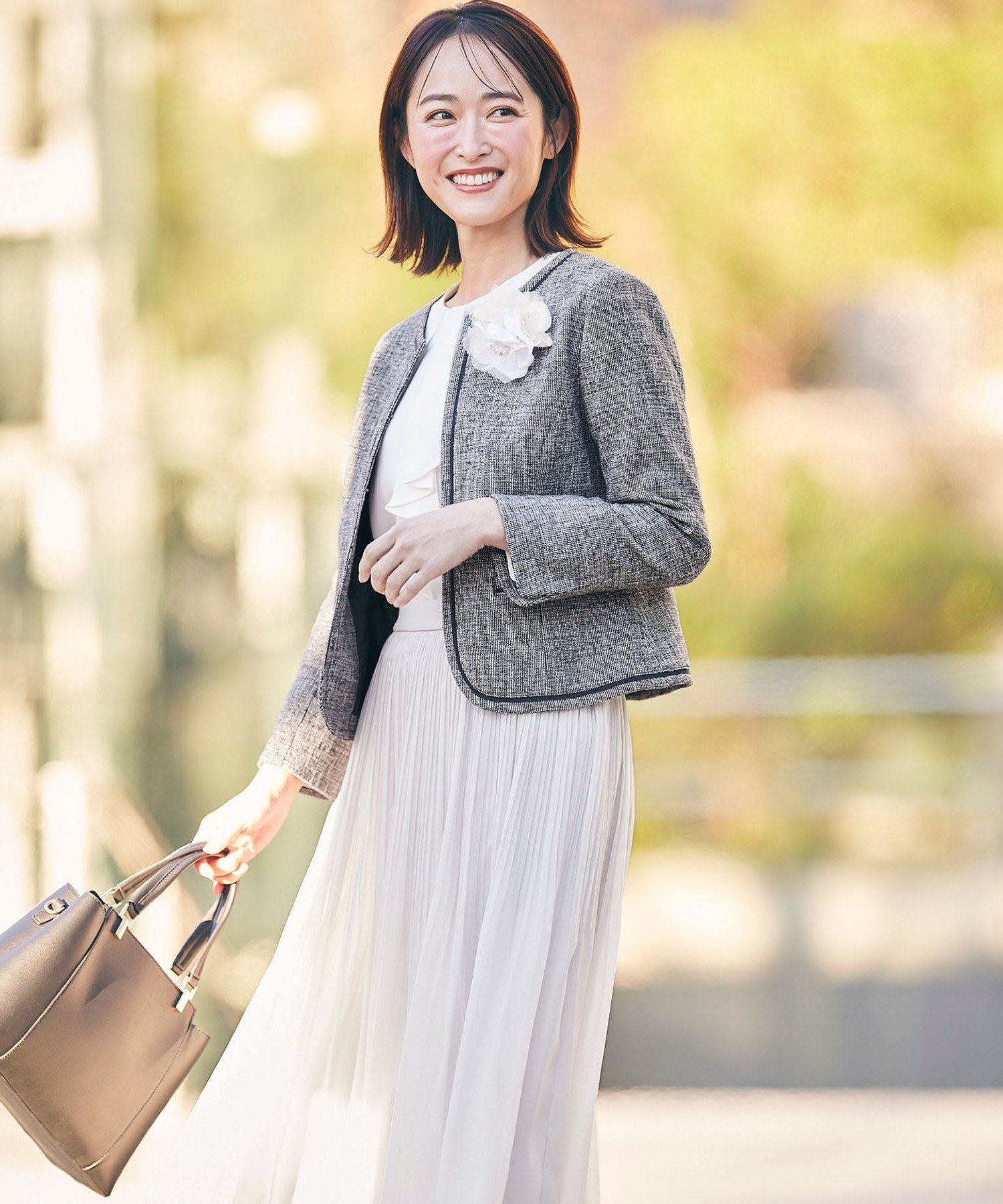 ANY SIS｜ミニライトボーダー ノーカラージャケット | Rakuten Fashion