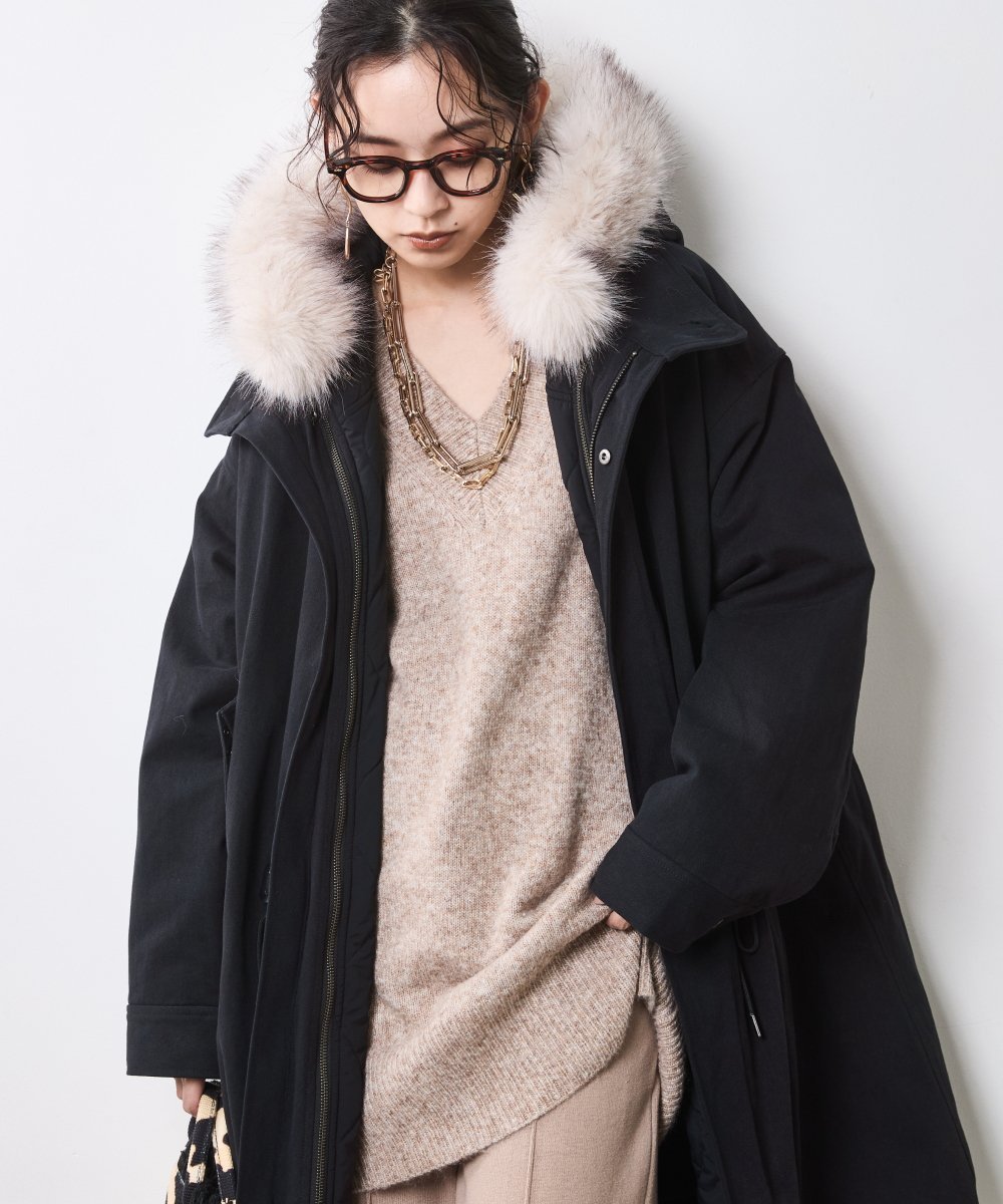 大きいサイズ✨23区 モッズコート ライナー 4way ブラック CHIC STYLE｜ライナー付モッズコート<大きいサイズ有>シックスタイル