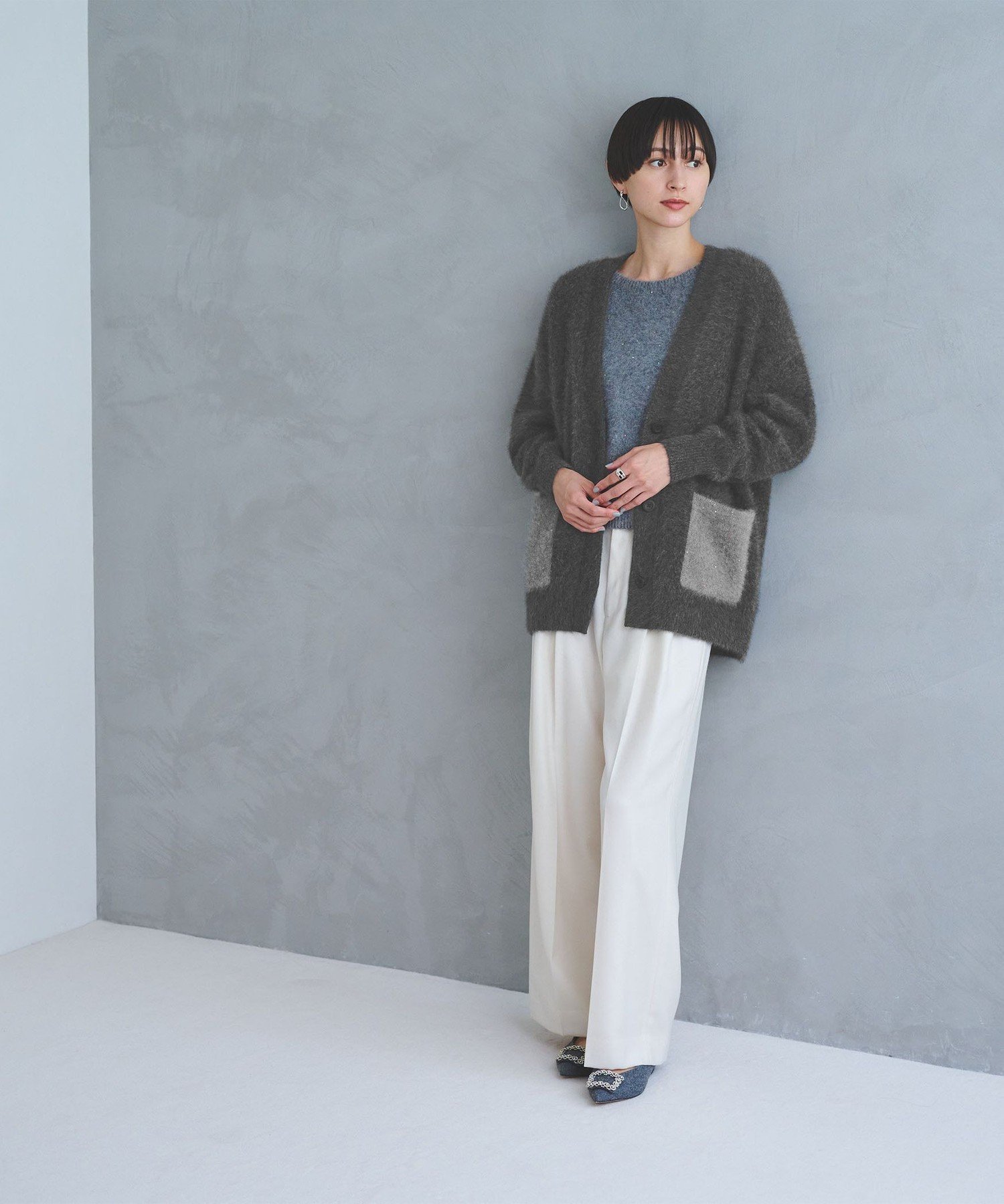 UNITED ARROWS｜フォックスカシミヤ スパンコール ミドル カーディガン