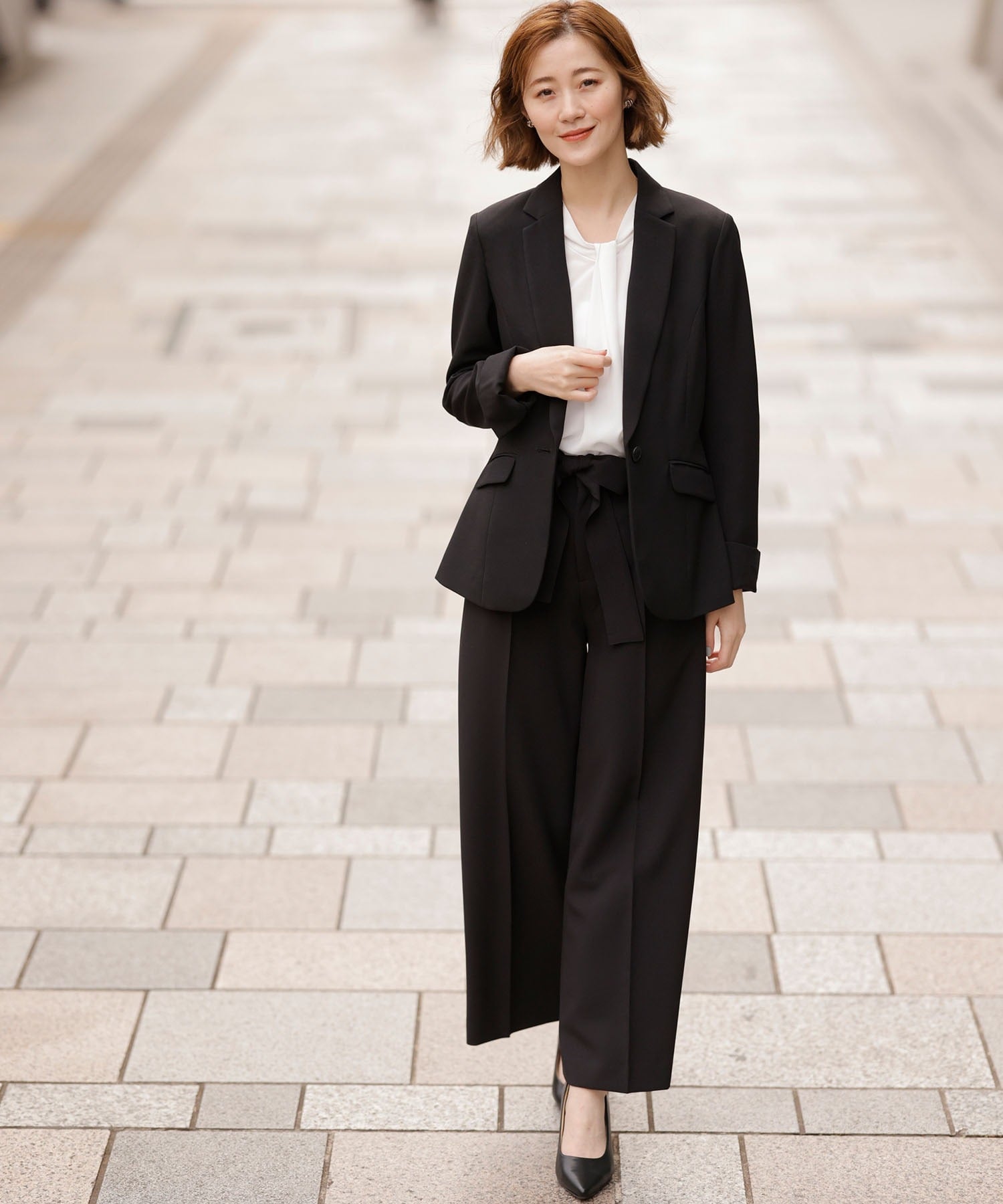 GeeRA｜【2点セット】洗えて型くずれしないワイドパンツセットスーツ