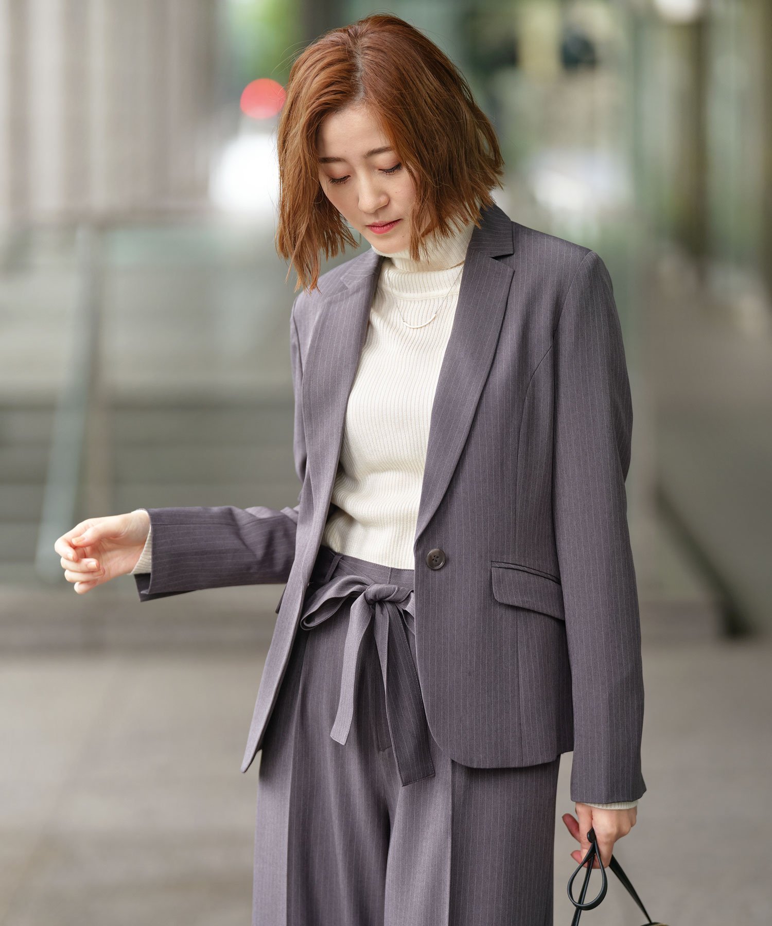 GeeRA｜【2点セット】洗えて型くずれしないワイドパンツセットスーツ