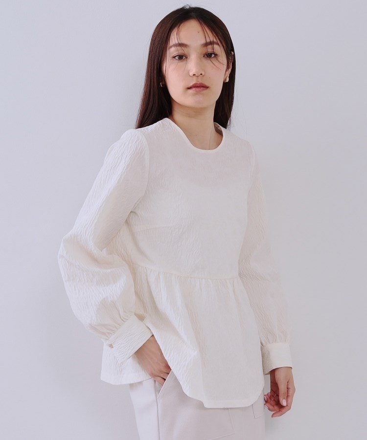 OPAQUE.CLIP｜《通勤・セレモニー対応》ジャカードペプラムブラウス