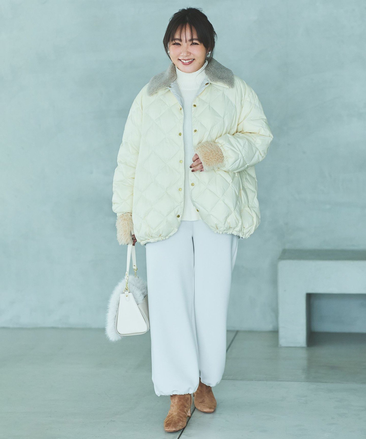 UNFILO｜【野呂佳代さん着用】TAIONコラボ ボア襟 リバーシブルダウン