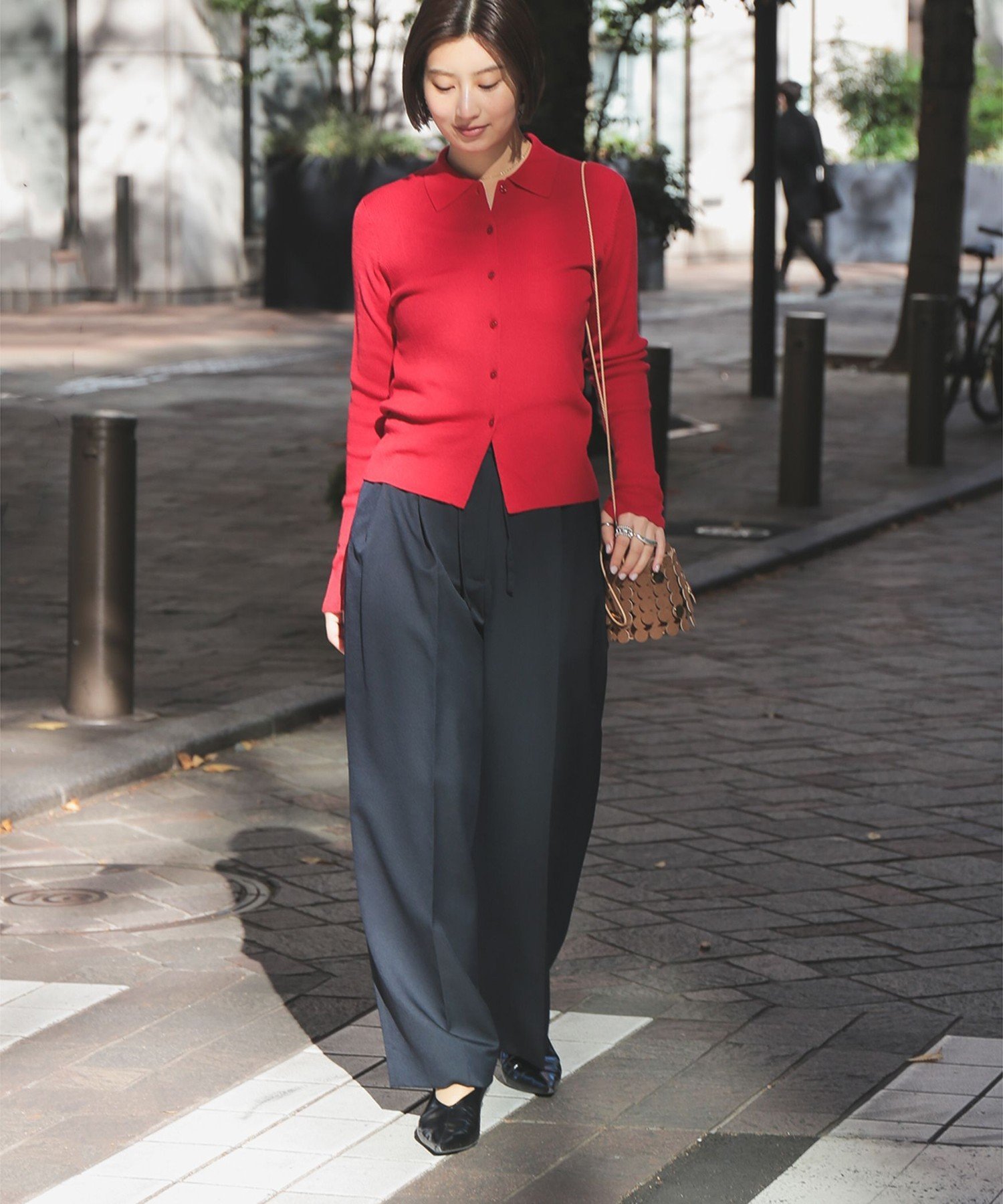 Demi-Luxe BEAMS｜ポリエステル ウール ポロ カーディガン | Rakuten