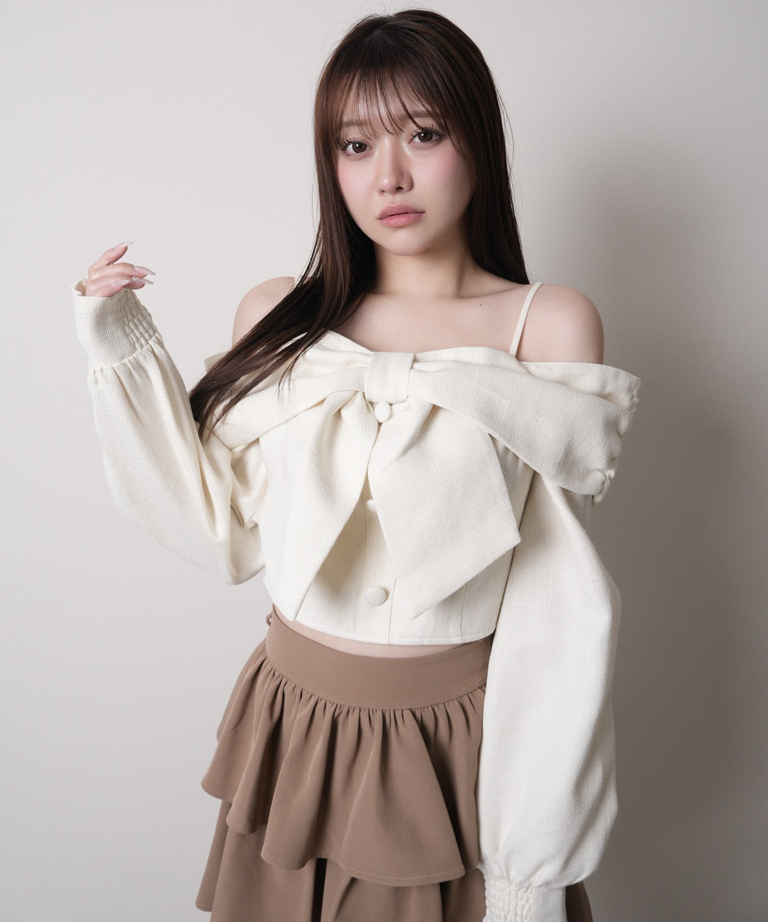 LIP SERVICE｜LIP SERVICE/(W)リボンオフショルロングスリーブトップス