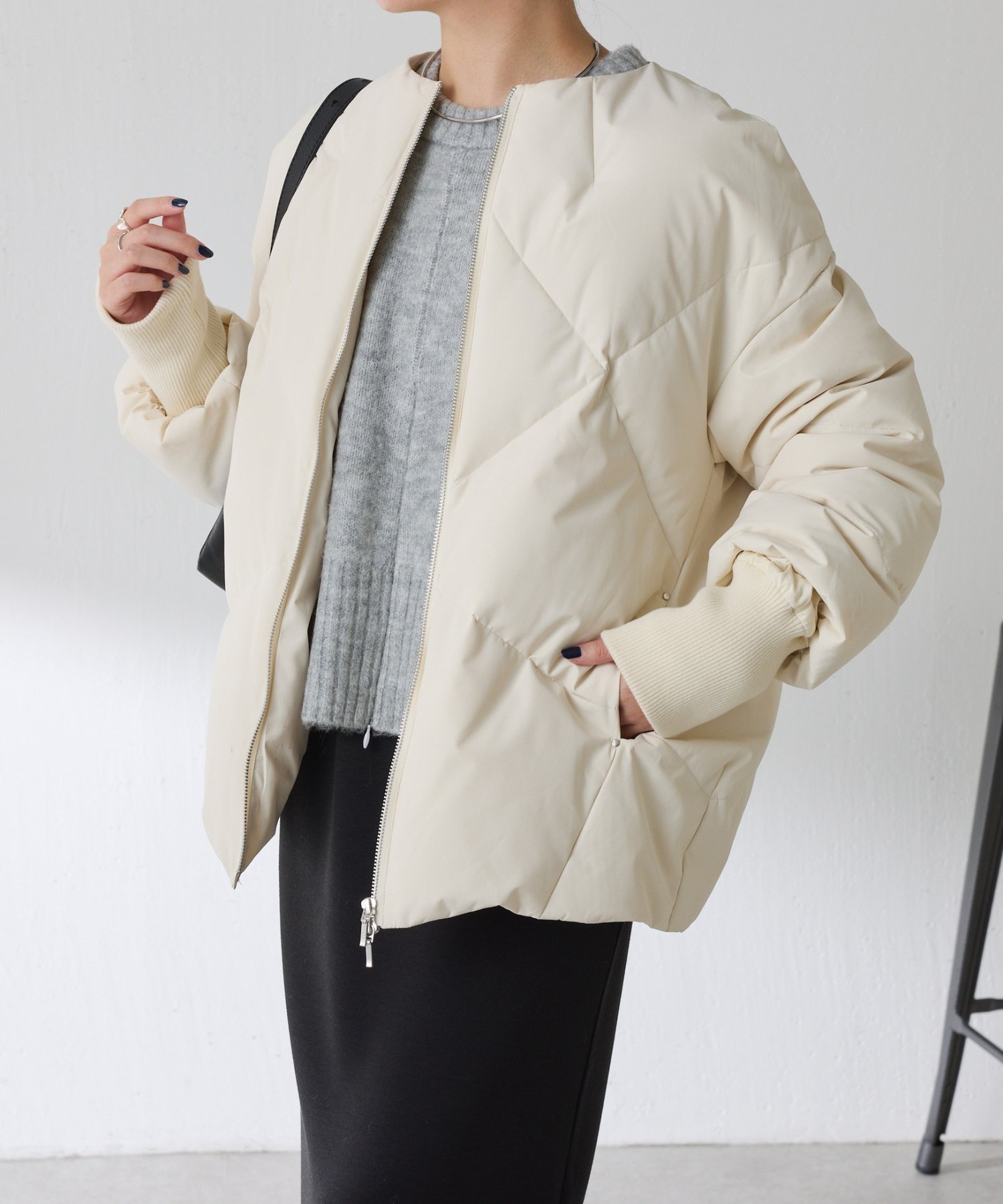 COLLAGE GALLARDAGALANTE｜ノーカラーダウンコート | Rakuten Fashion