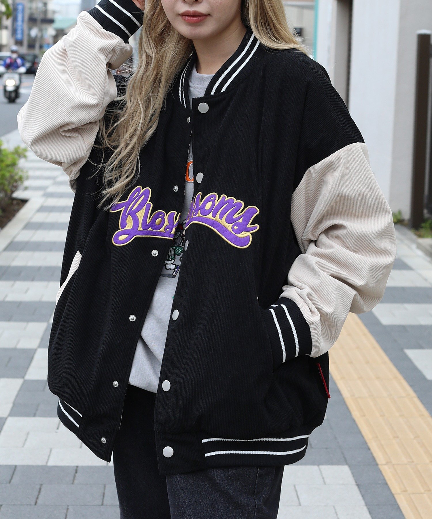 aimoha｜HOOK -original-/リバーシブルチェックワッペン刺繍スタジャン