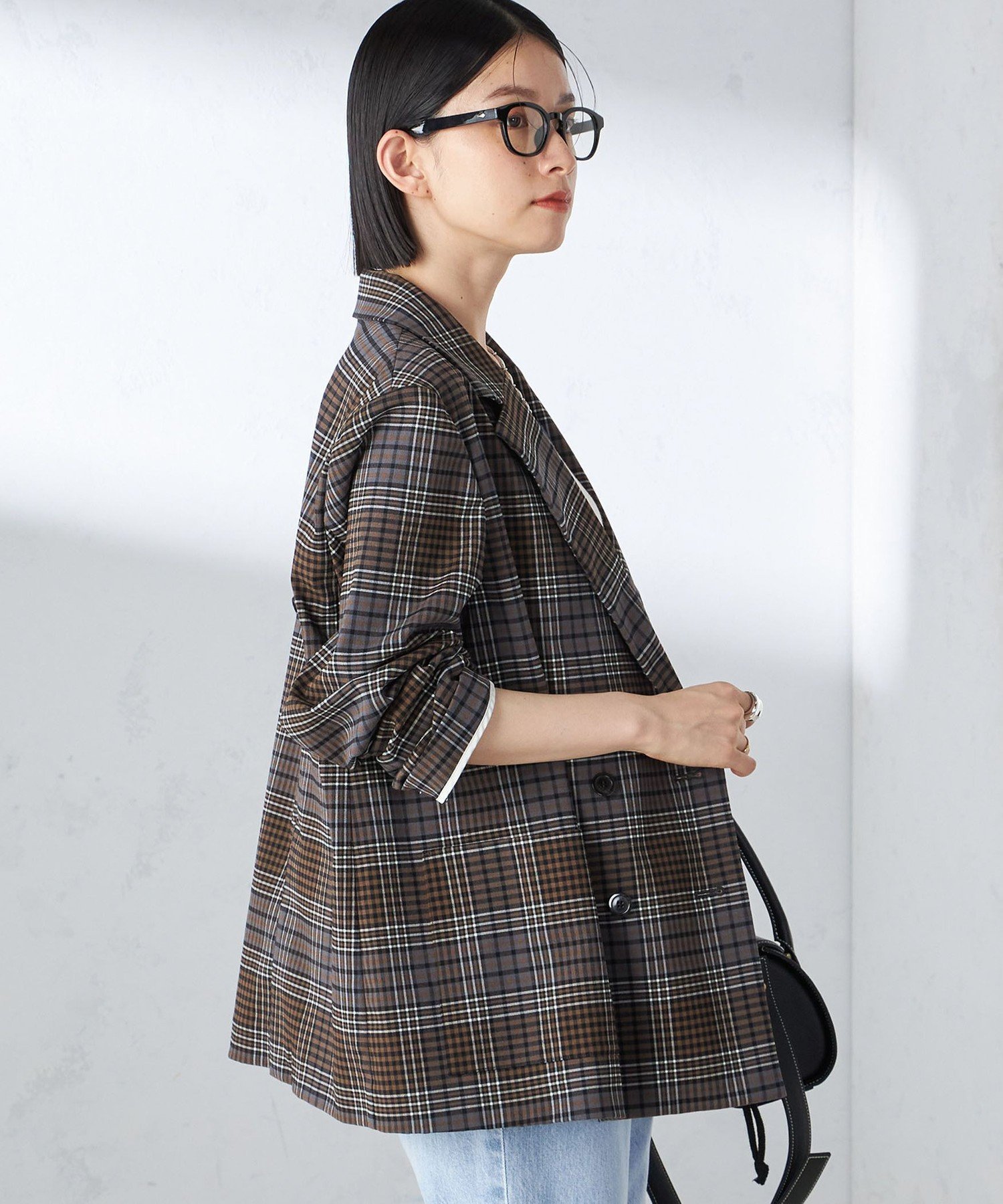 ウールチェックジャケット super100's】ウール杢チェックジャケット/セットアップ対応