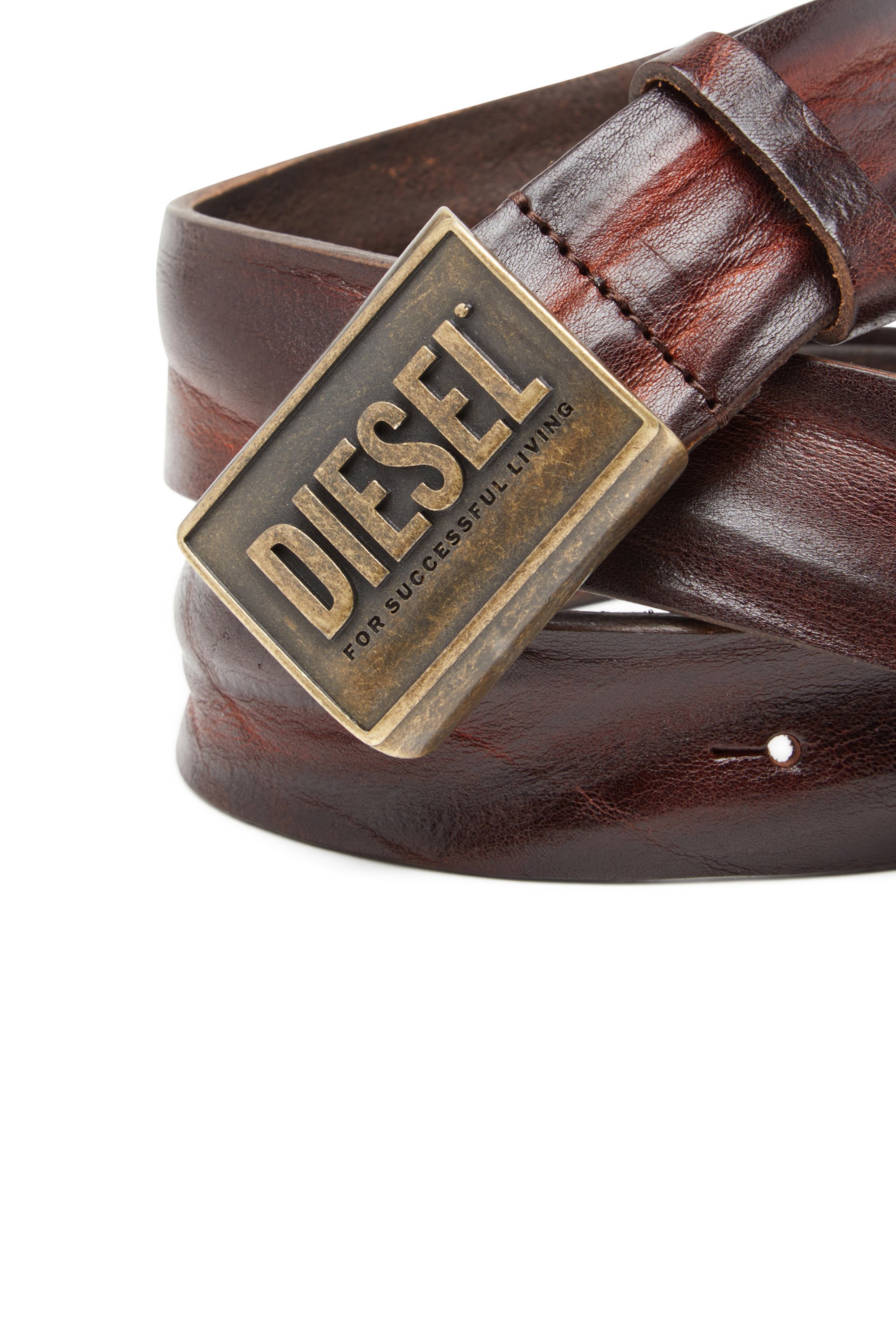 DIESEL｜メンズ レザーベルト DIESEL LOGO B-METAL BISCOTTO | Rakuten