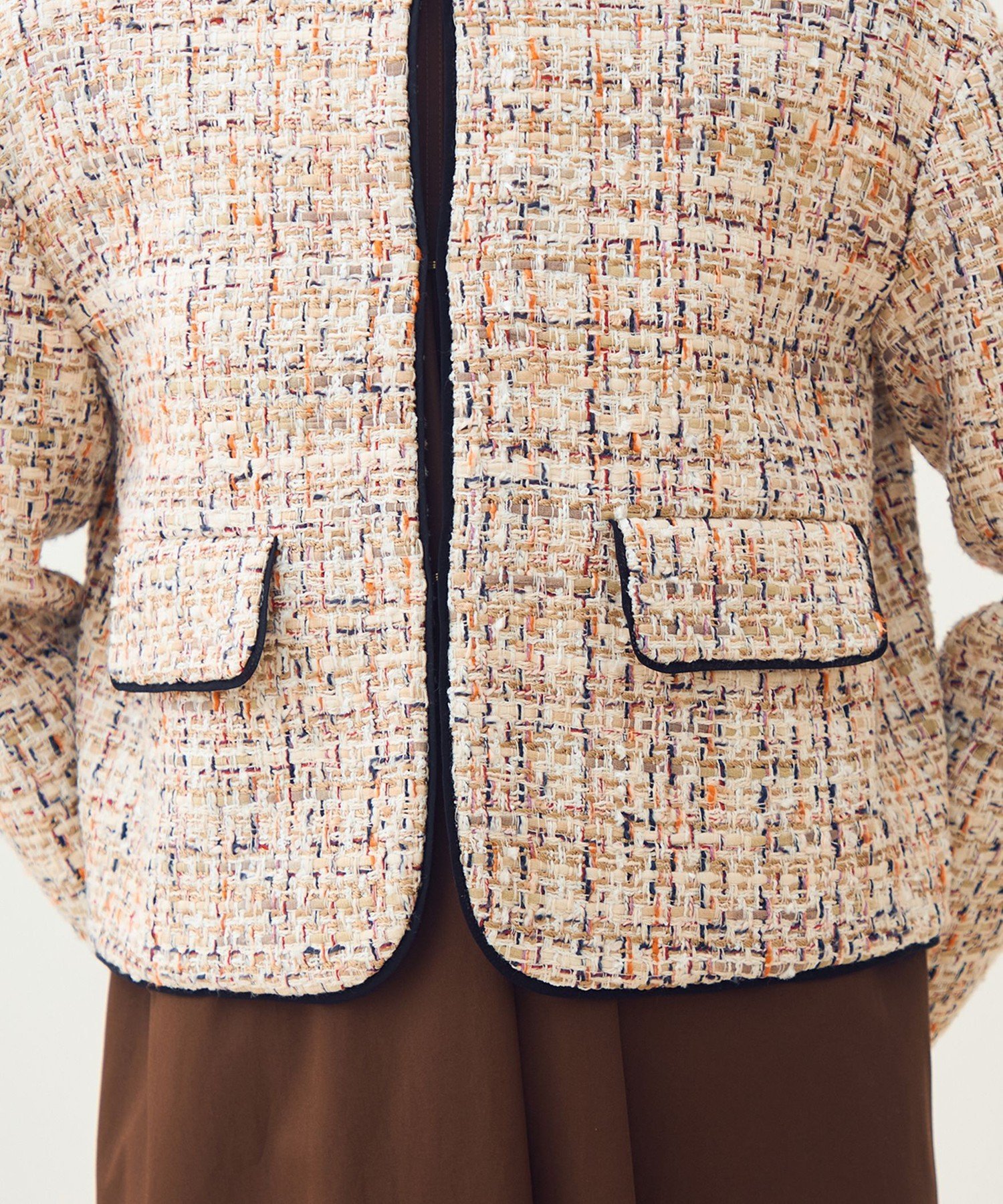 TOMORROWLAND｜ホロウファンシーツイード ノーカラートリミング