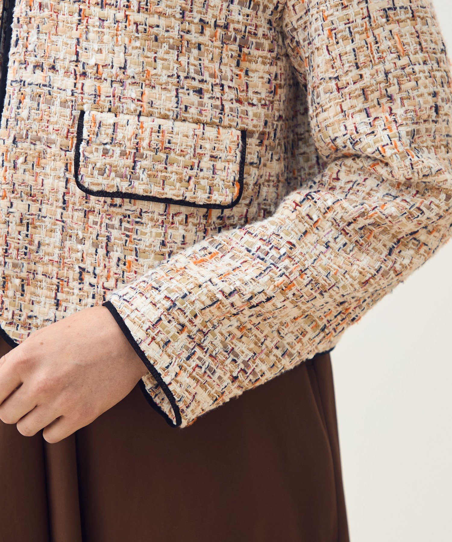 TOMORROWLAND｜ホロウファンシーツイード ノーカラートリミング