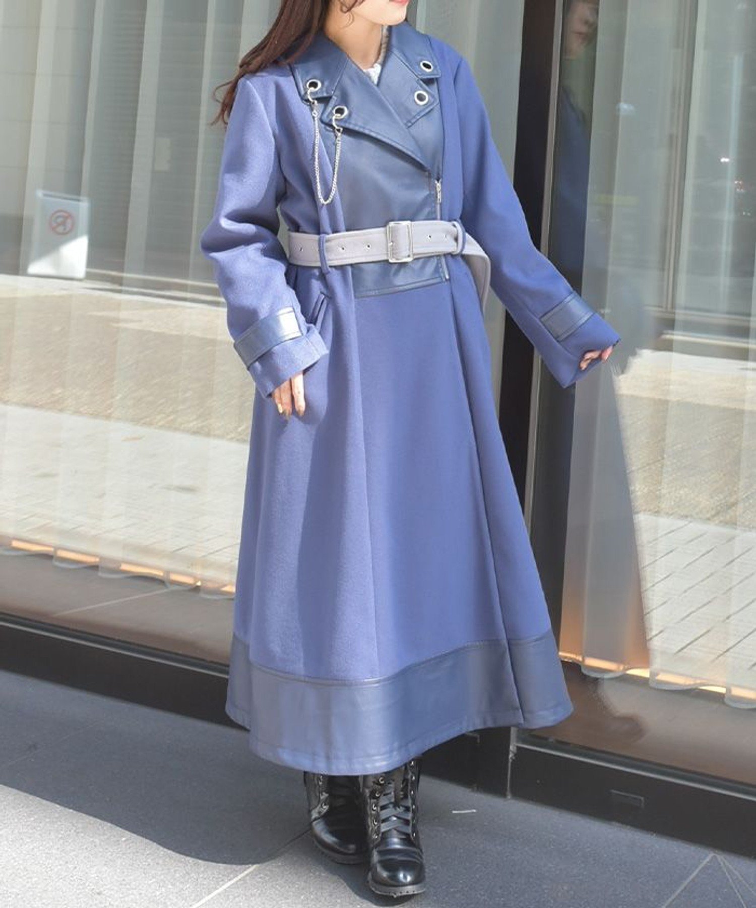 axes femme｜チェーン付異素材切替コート | Rakuten Fashion(楽天