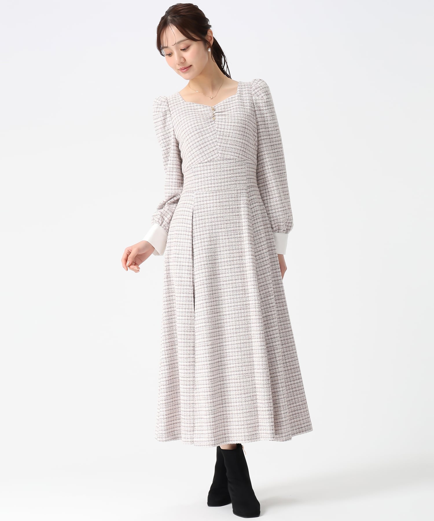 31 Sons de mode｜2025秋冬新作 カットジャガードフレアワンピース