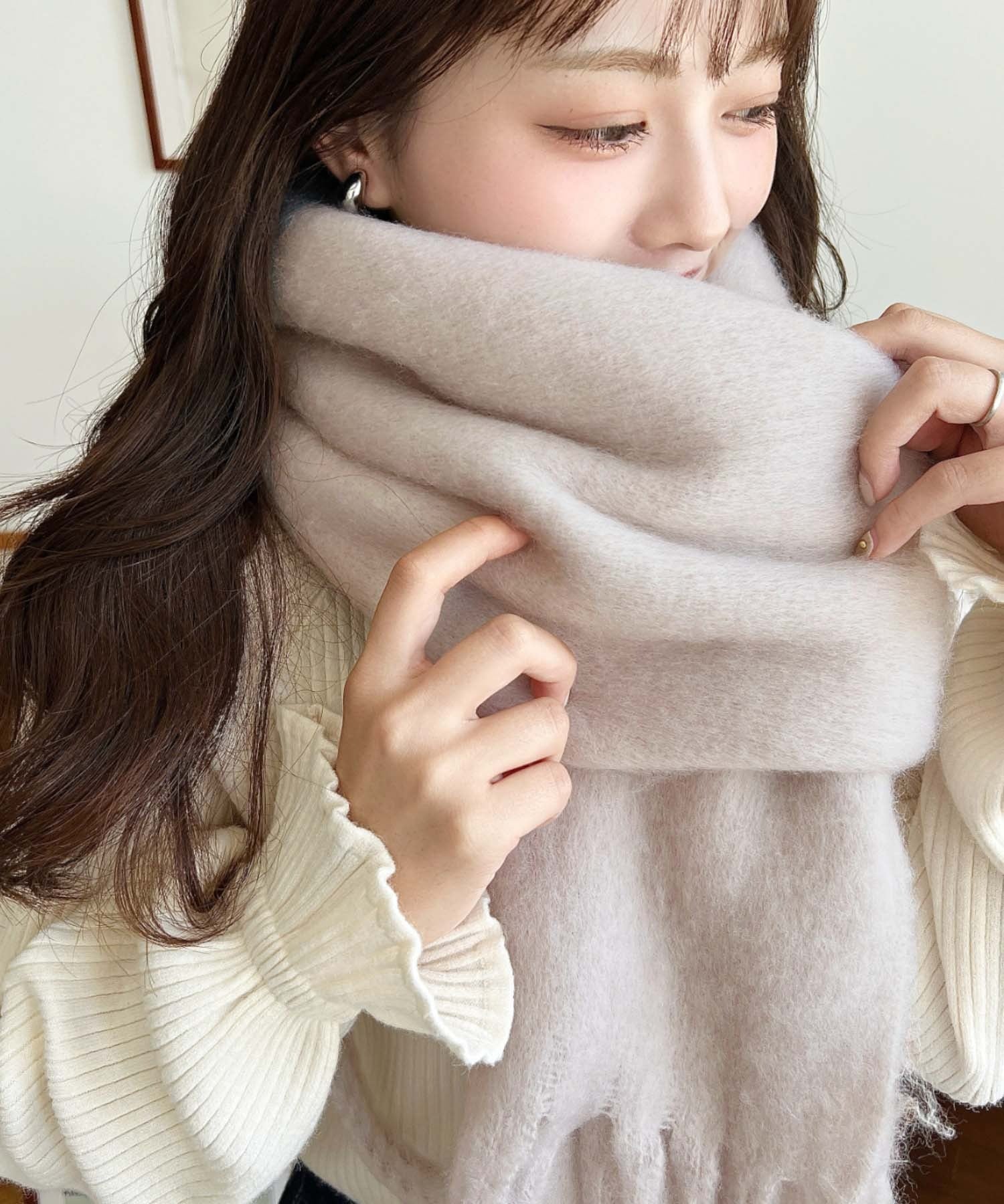 moment+｜ボリュームフリンジマフラー | Rakuten Fashion(楽天