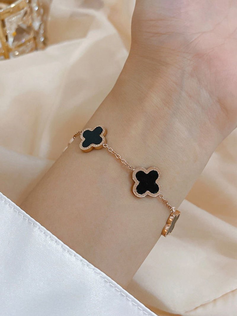 SLENDER｜ブラック&ホワイトシェルクローバーブレスレット | Rakuten