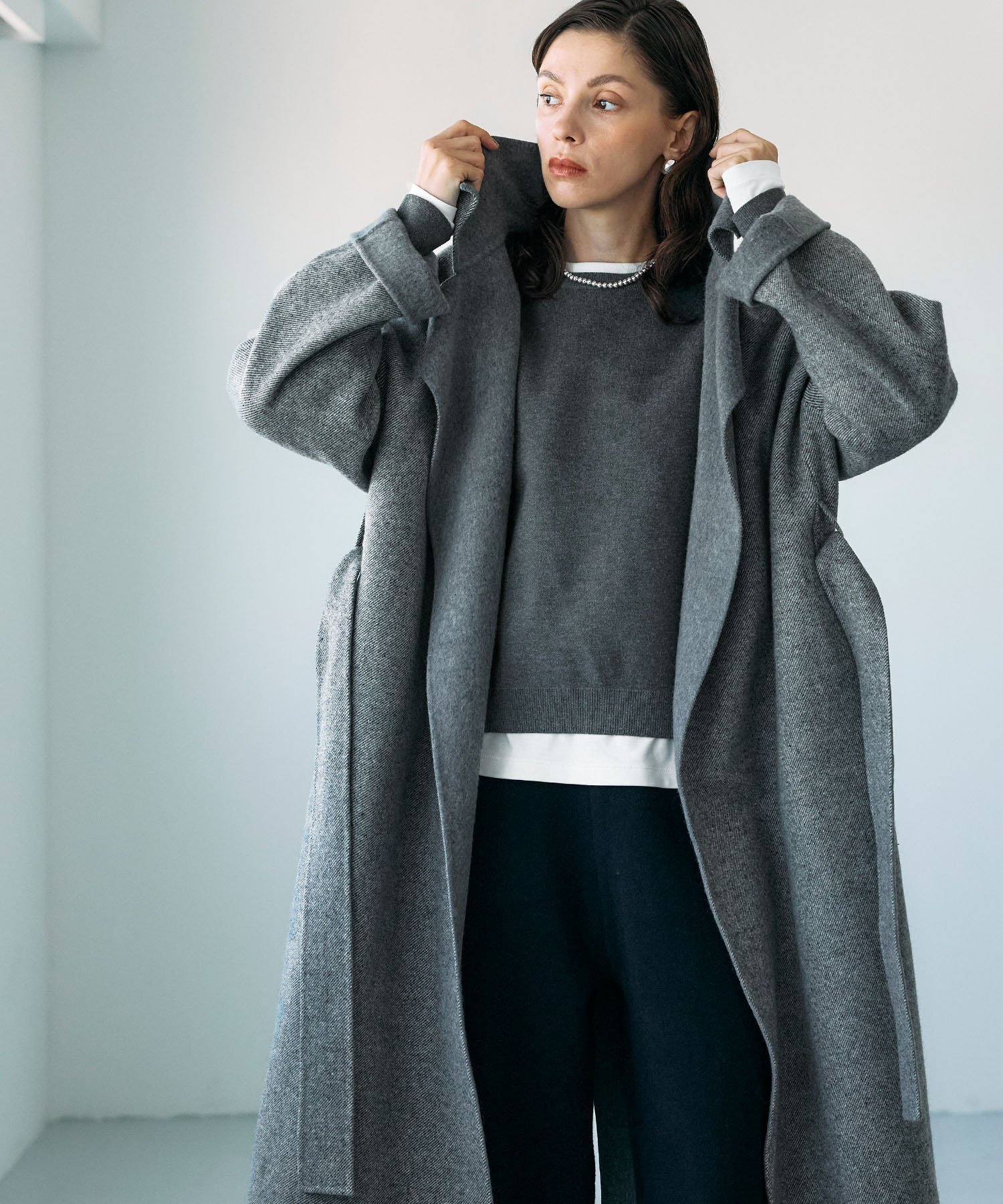 N.O.R.C｜ジーロンウールシルクネップリバーコート | Rakuten Fashion