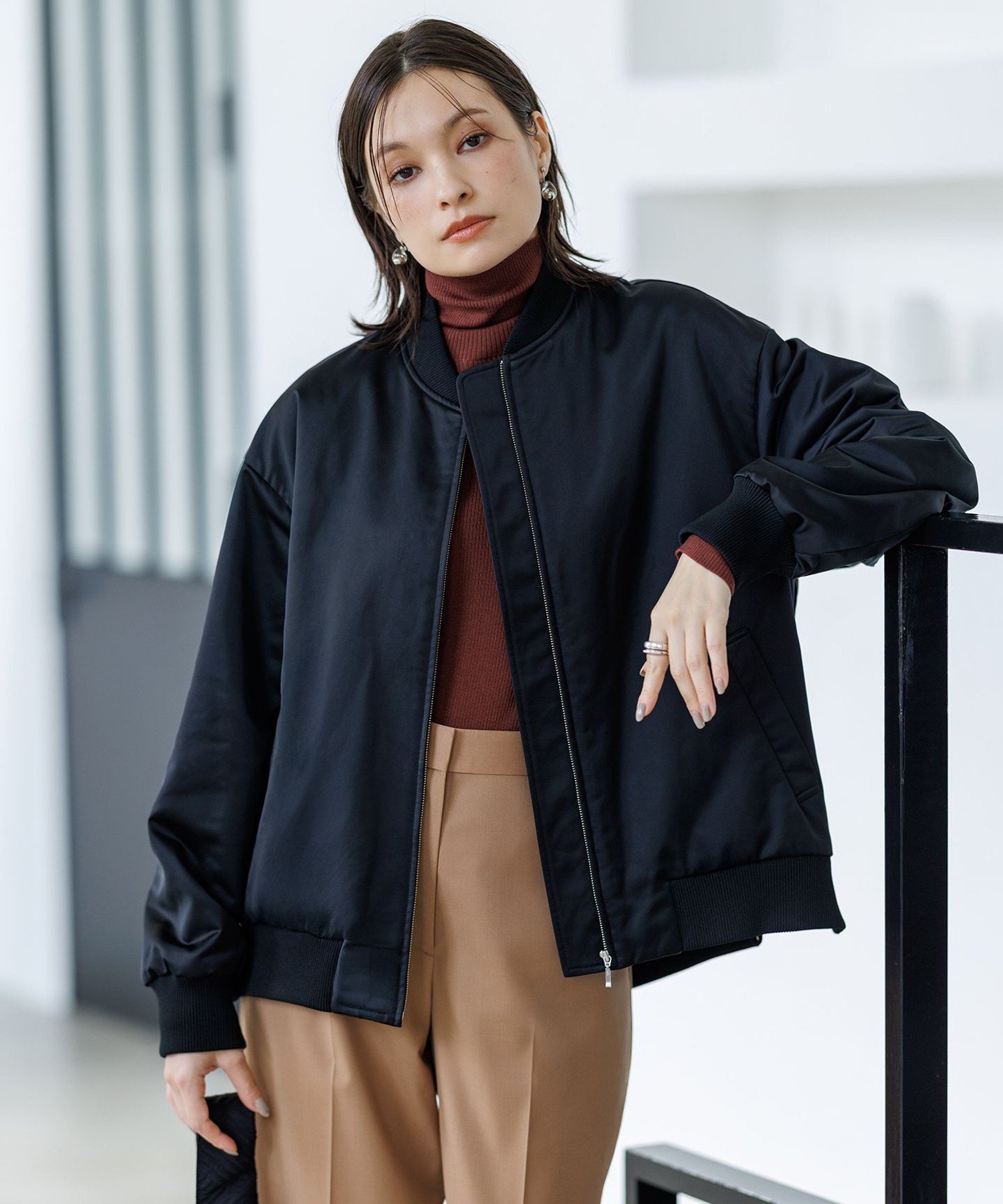 ICB｜【洗える】 マットサテン MA-1ブルゾン | Rakuten Fashion(楽天