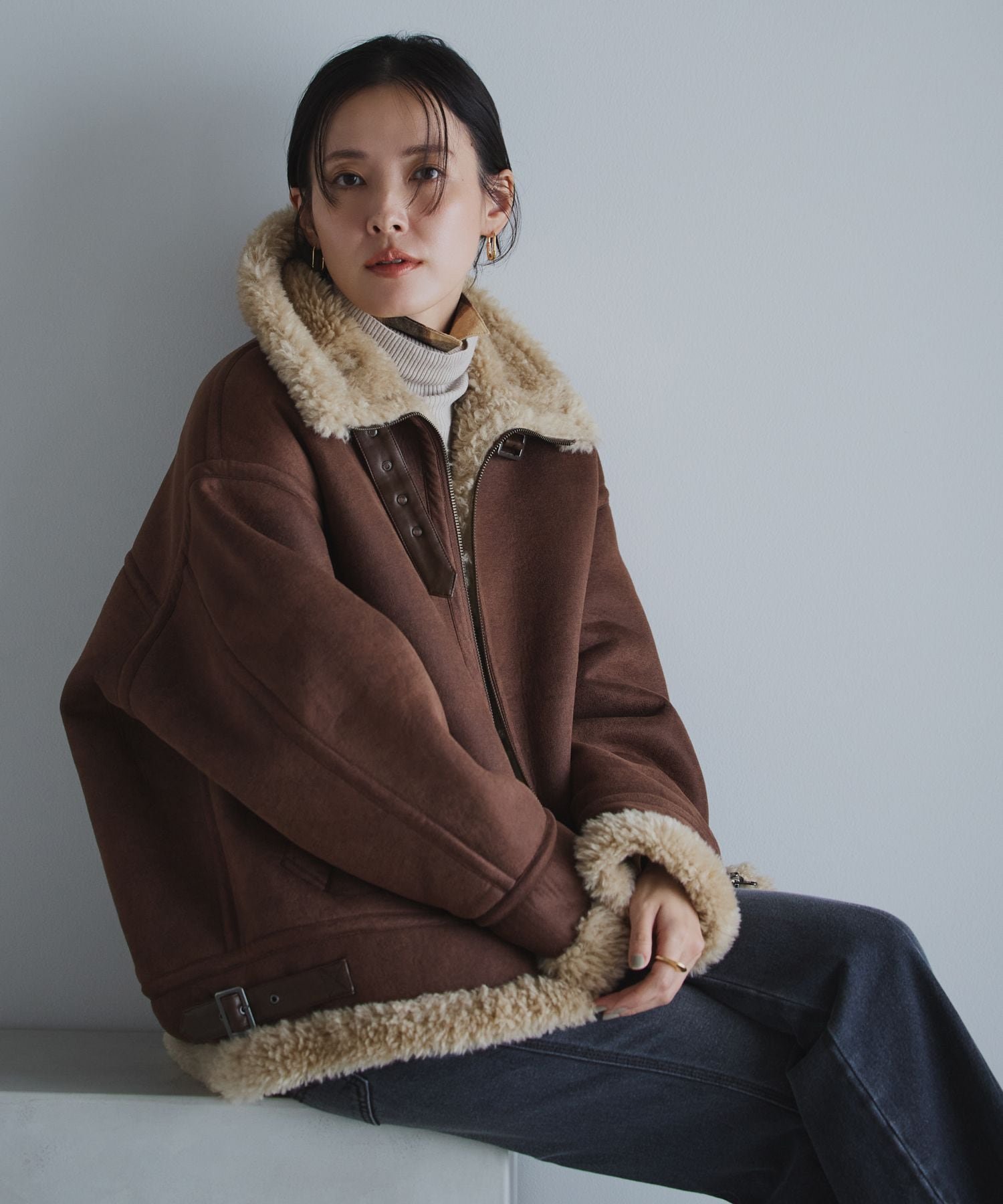 BAYFLOW｜[首元もあったか]シングルムートンジャケット | Rakuten