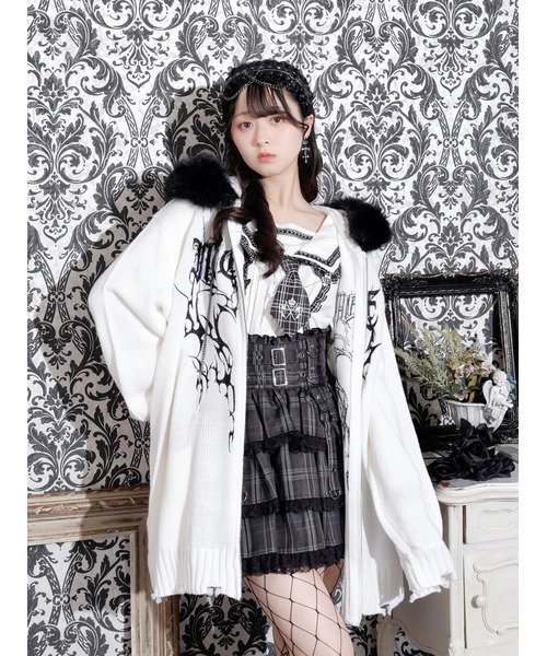 NOEMIE｜フードファーダメージユニセックスニットZIPパーカー