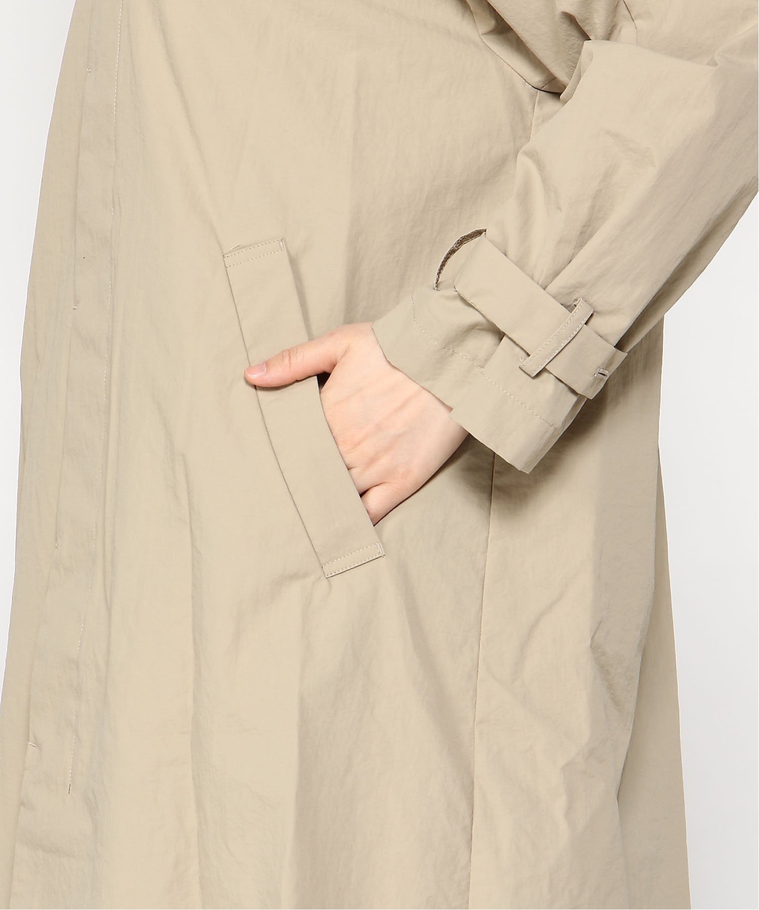 pas de calais｜pas de calais スタンドカラー ナイロン ロングコート