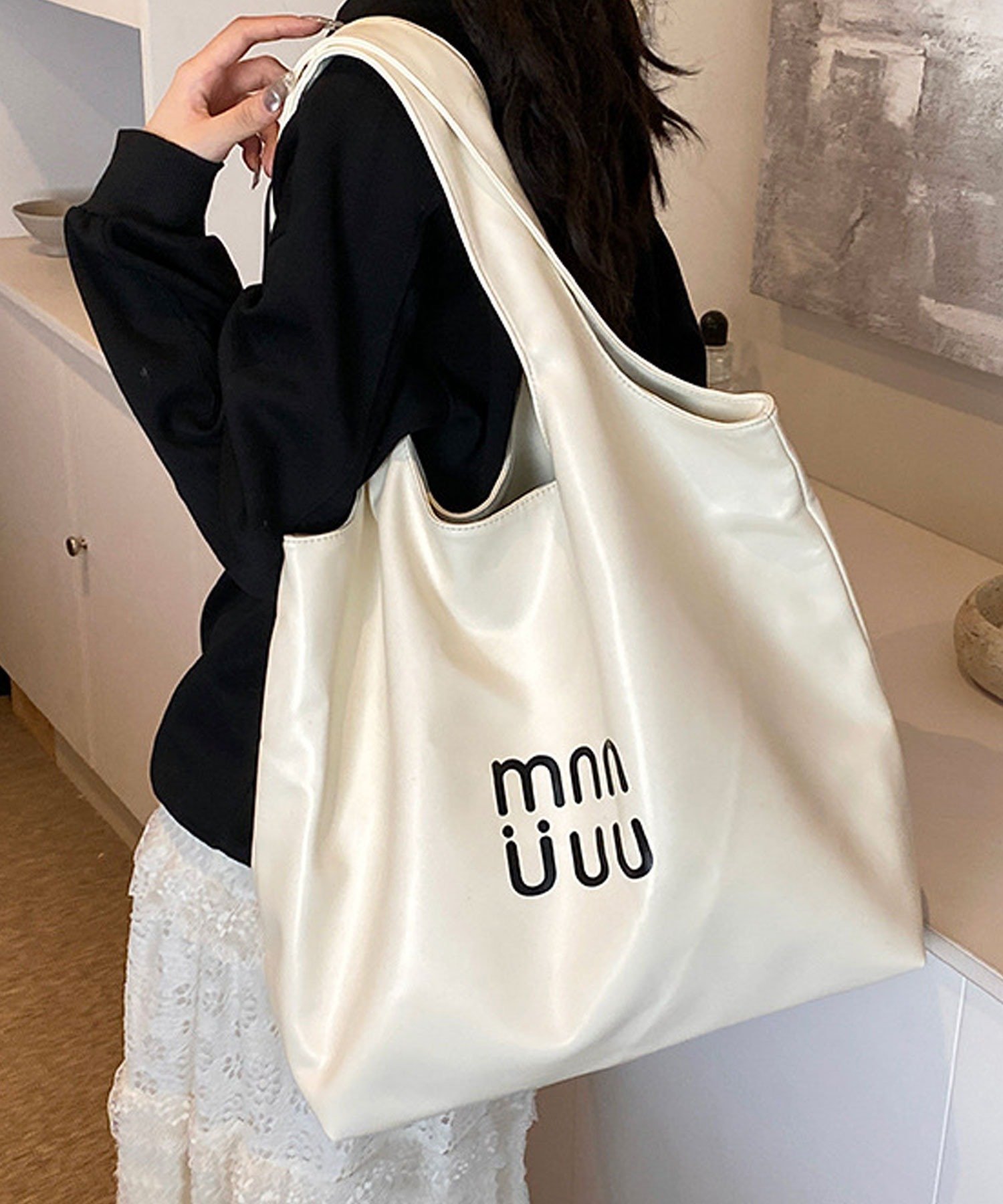 florist｜【A4収納可・軽量】フロントロゴシンプルレザートートバッグ