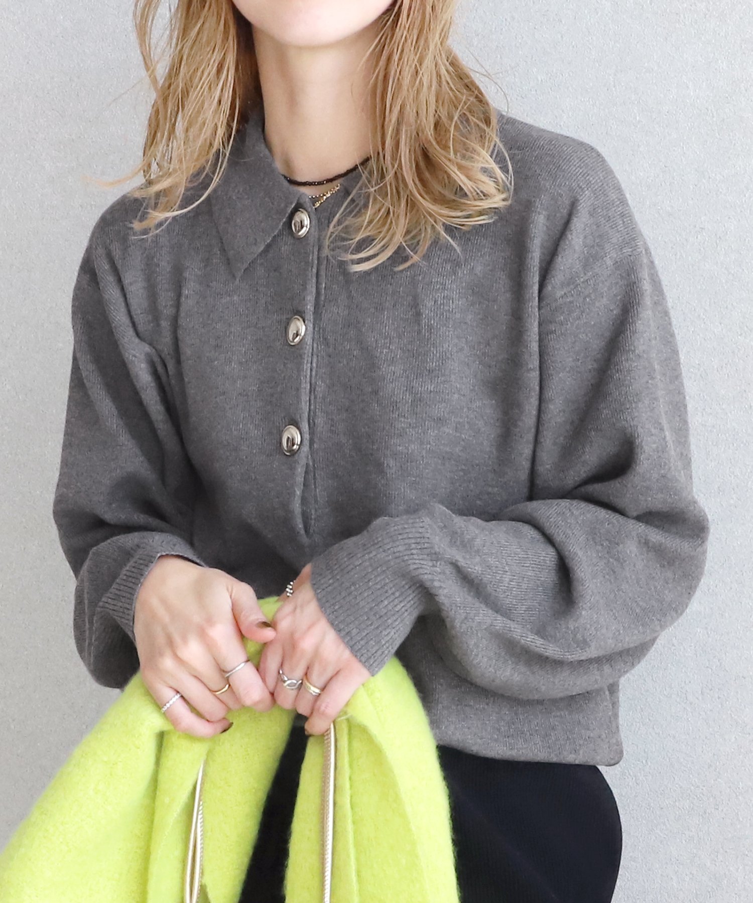 楽天市場】襟付き ニット（カラーグレー）の通販