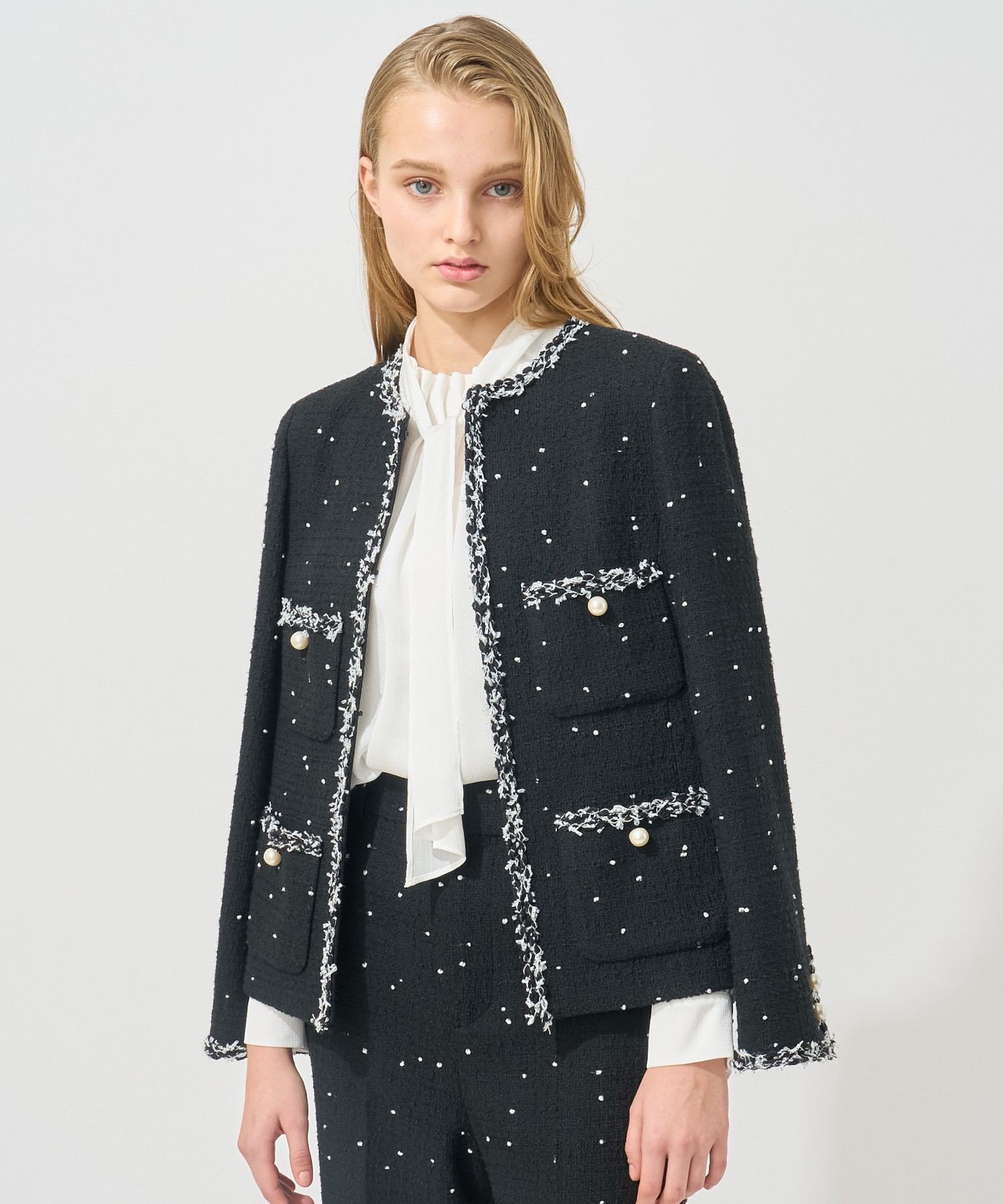 ANAYI｜【Eternal Line 2025】ミニドットツイードノーカラー