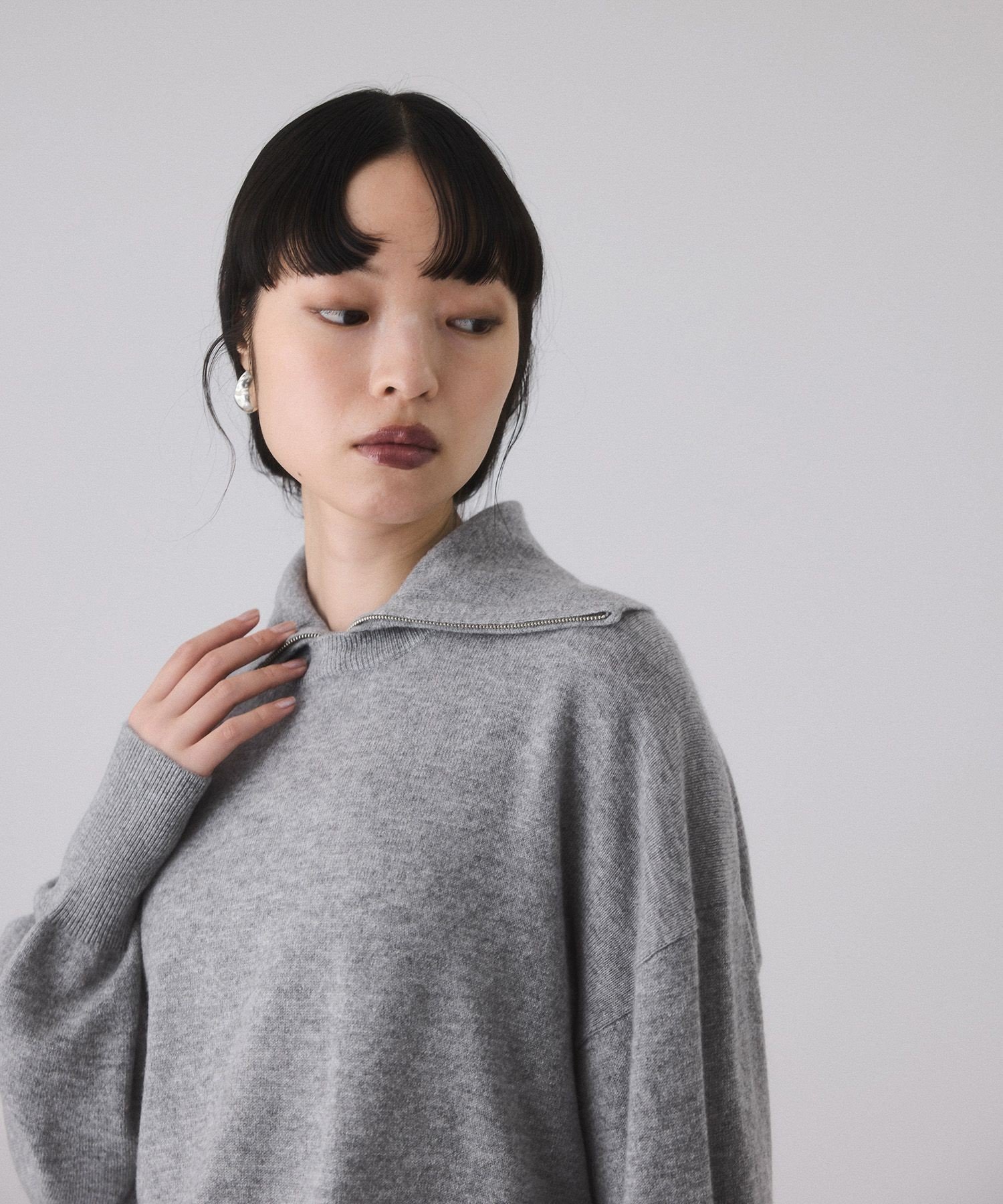 ADAM ET ROPE'｜カシミア混ZIPタートルネックプルオーバー | Rakuten