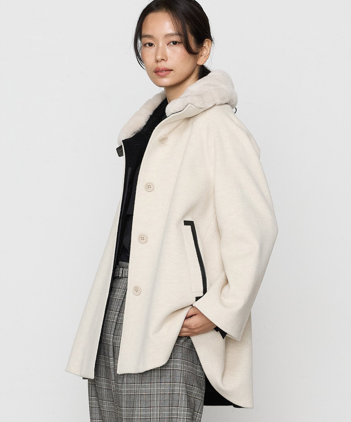 COMME CA｜[ TALLサイズ ] アンゴラウール Aラインショートコート