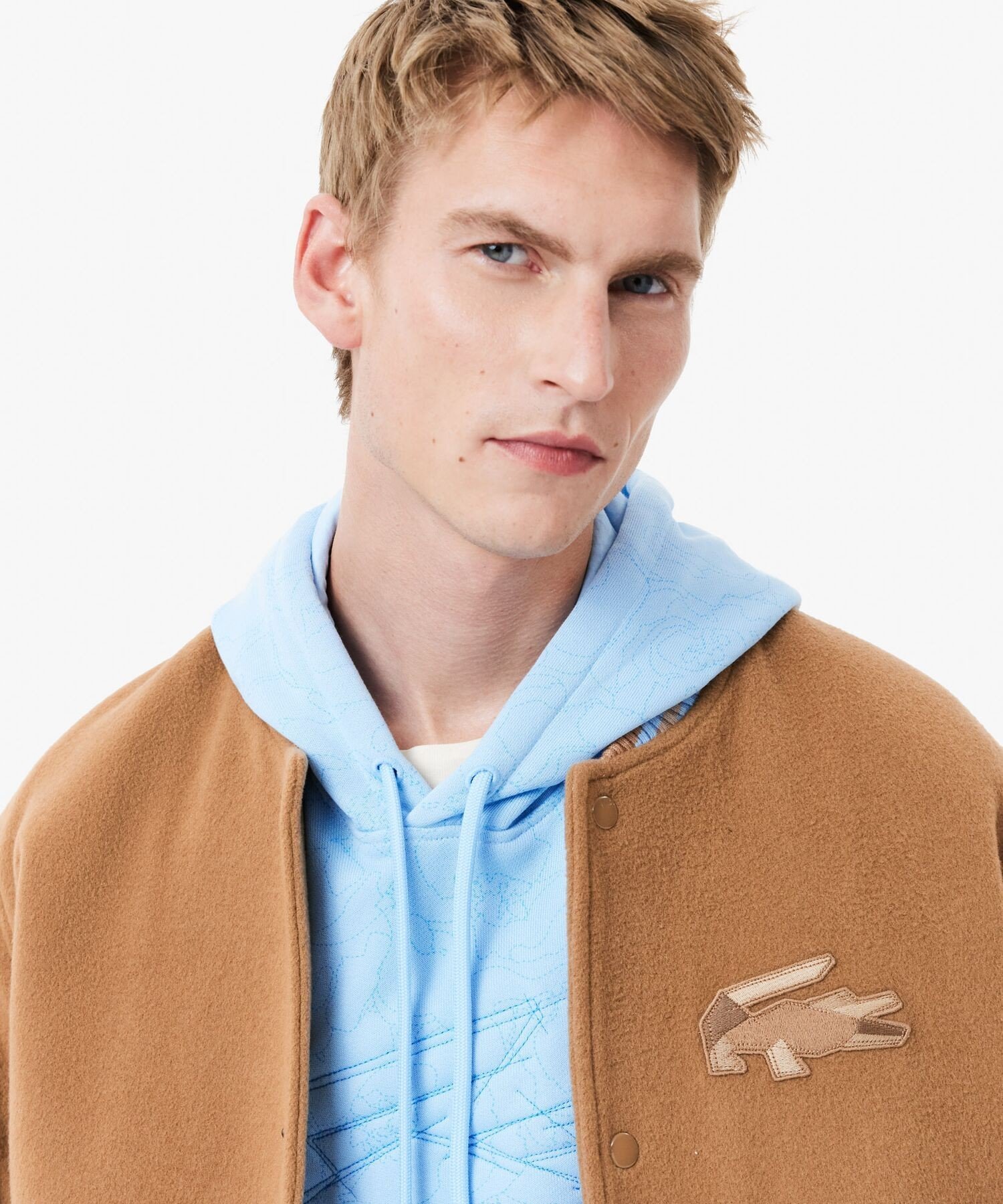 LACOSTE｜裏地キルティング ウールバーシティジャケット / スタジャン