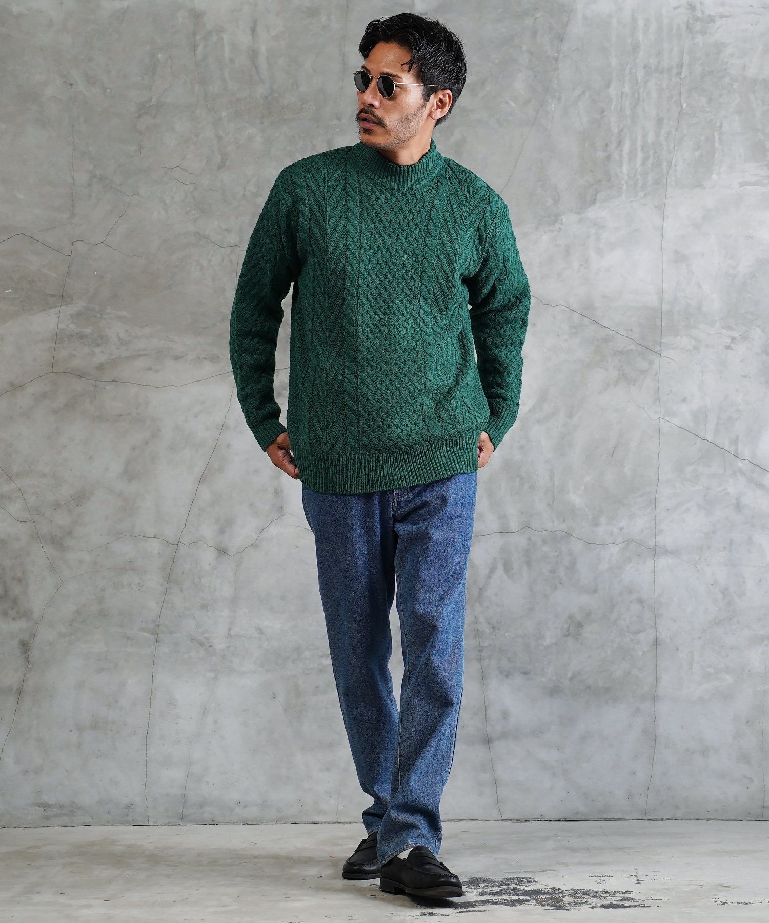 JIGGYS SHOP｜ローゲージ モックネック フィッシャーマン ケーブル