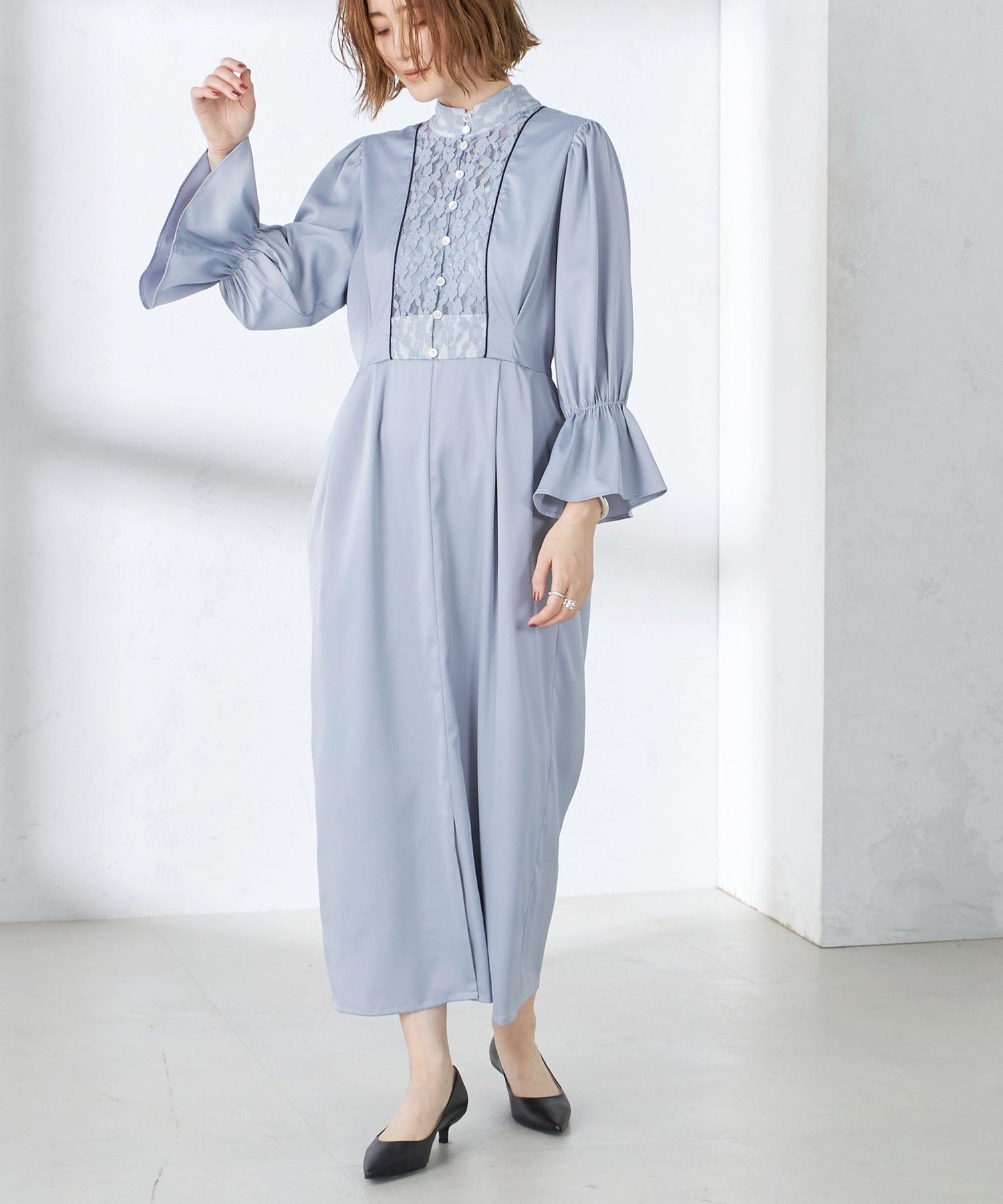 soorploom エッセンシャル　ワンピース　6y SHIPS Colors:〈手洗い可能〉配色 ギャザー ロングスリーブ ワンピース