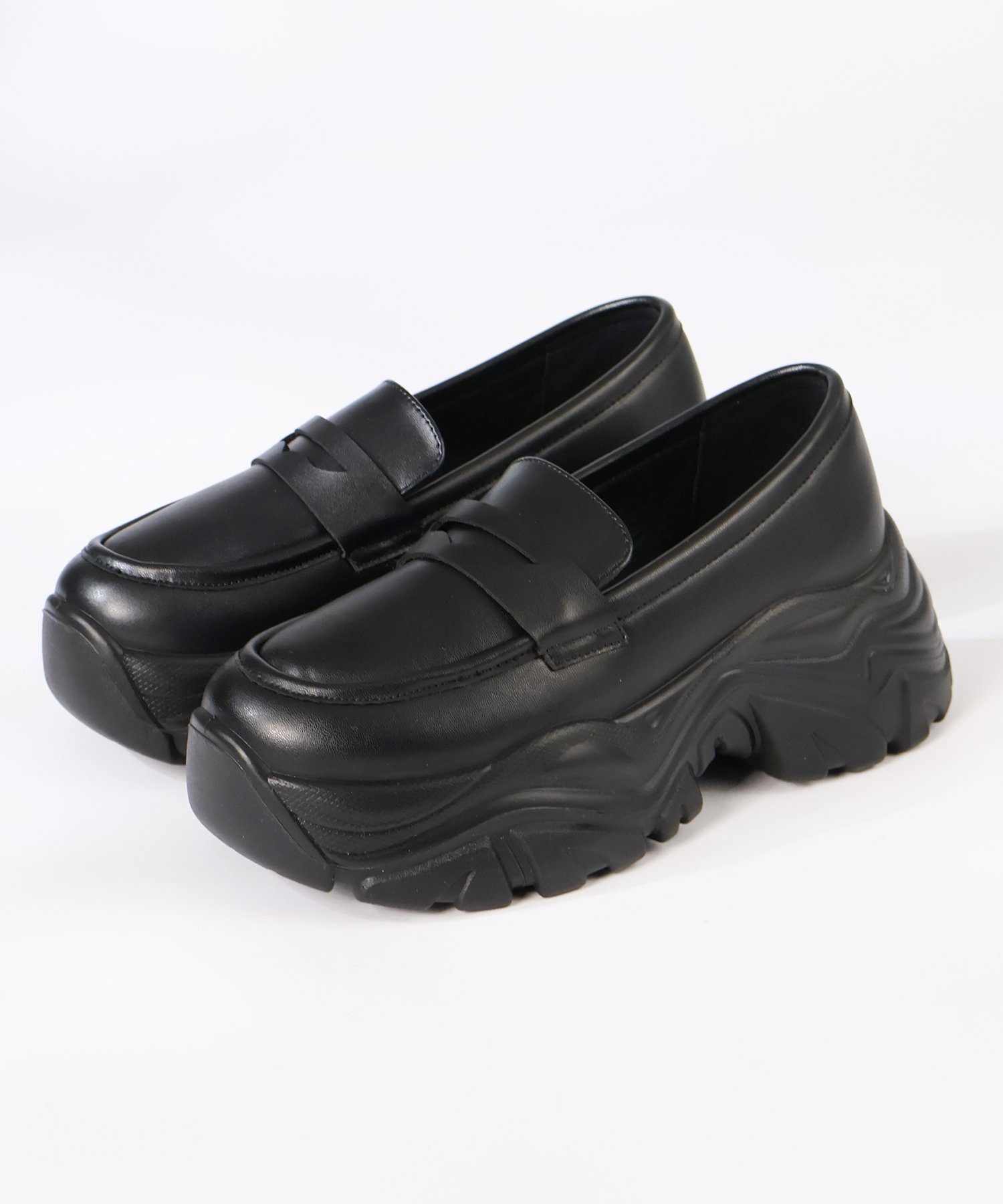 SFW｜6cmヒール オフィス カジュアル セットアップ 軽量厚底ローファー